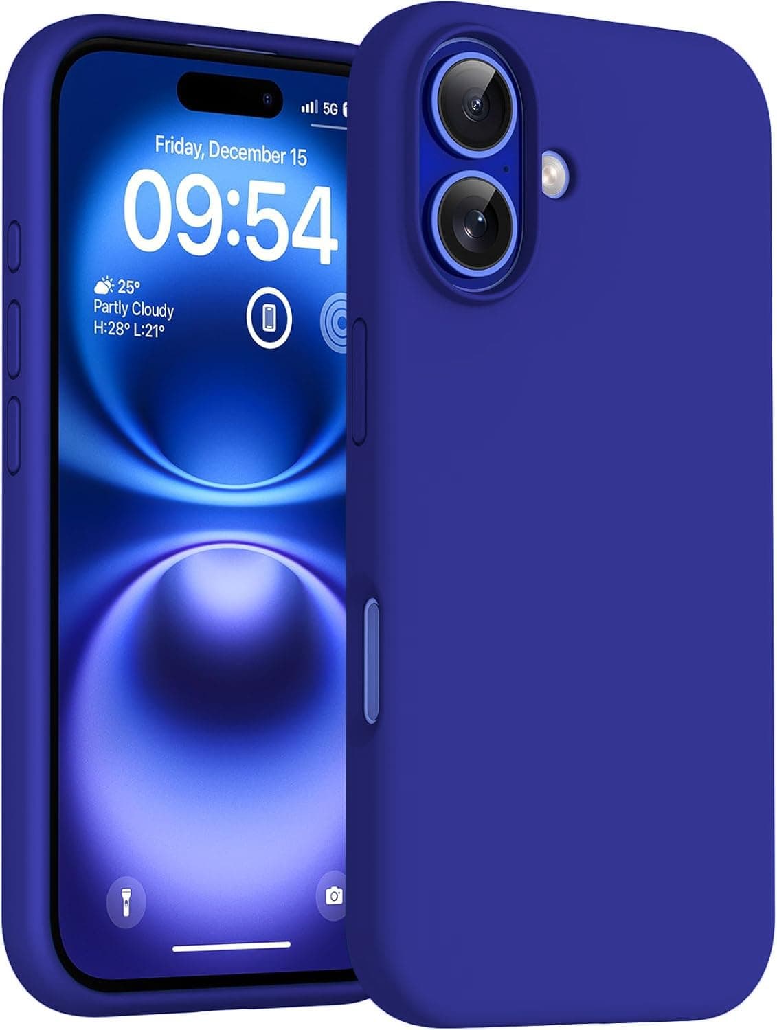 DIZORO Compatible for iPhone 16 Case 6.1, Slim Liquid Silicone 3 Layers Full Covered Soft Gel Rubber Phone Case Protective Cover 6.1 Inch - Ultramarine.