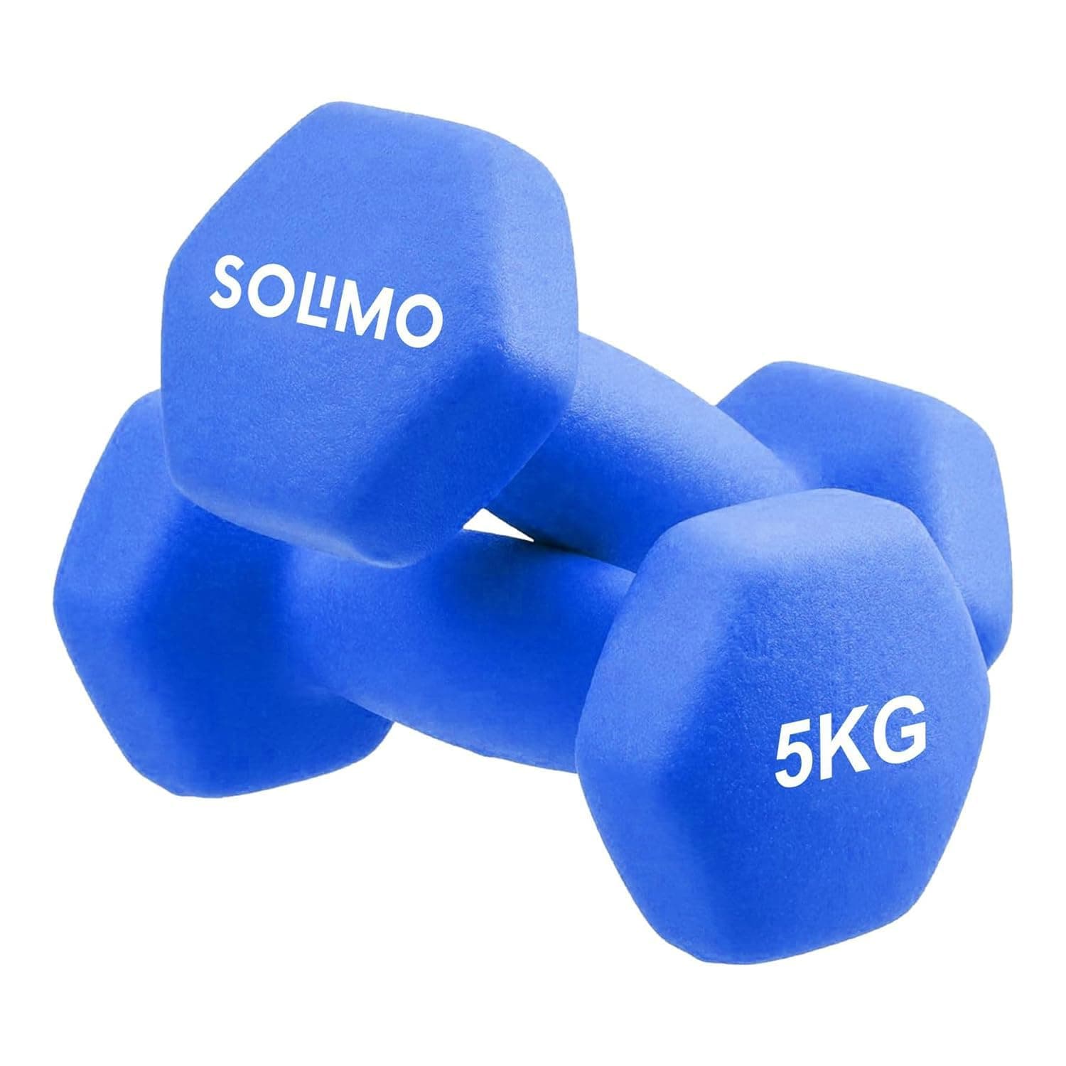 Amazon Brand - Solimo Neoprene Dumbbell 5 Kg, Set of 2 (Blue)