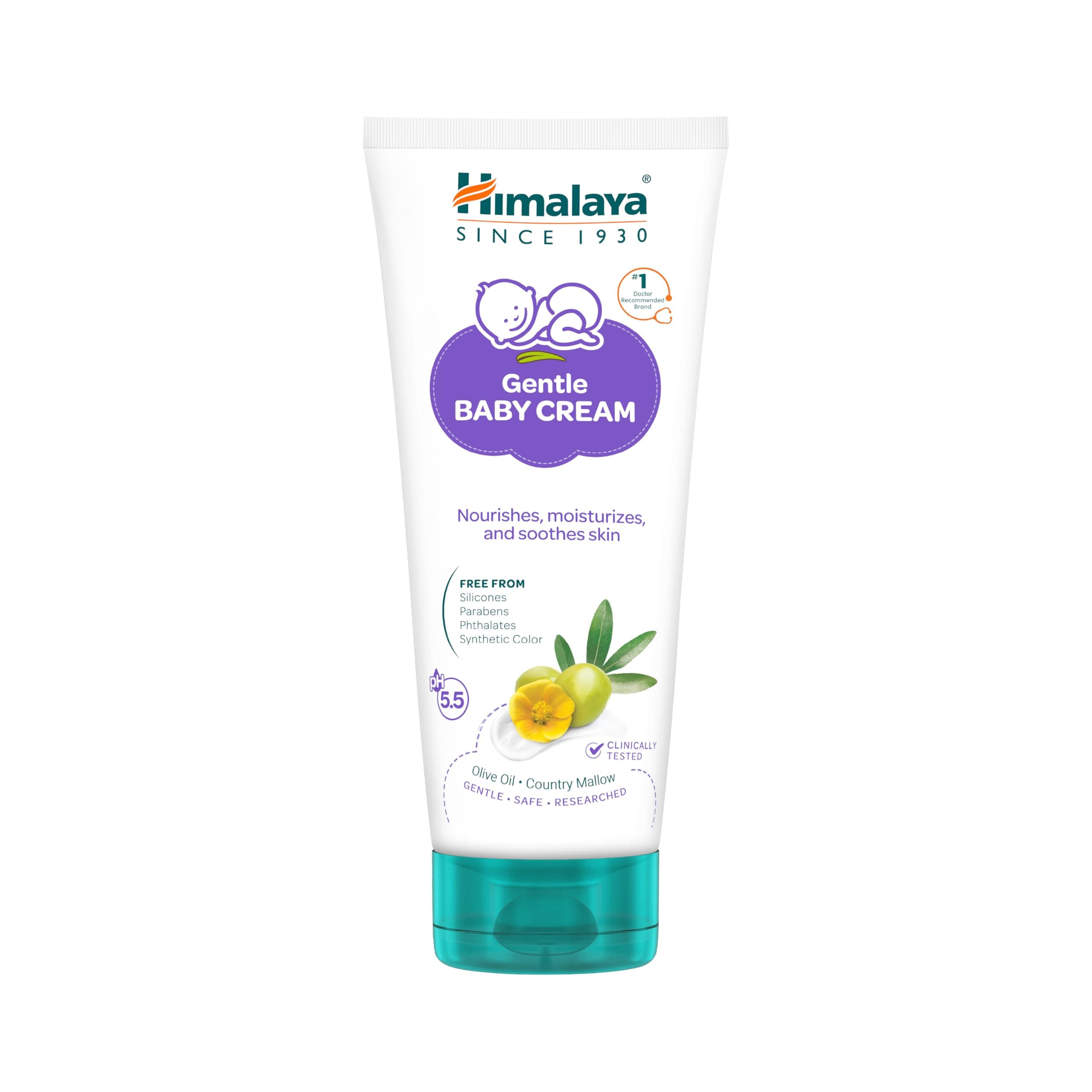 Himalaya Gentle Baby Cream 200ml with Olive Oil, Giloy & Licorice | pH 5.5 | No. 1 Doctor Recommended Baby Cream | Hypoallergenic | Nourishing Baby Face Cream & Moisturizer for All Skin Types