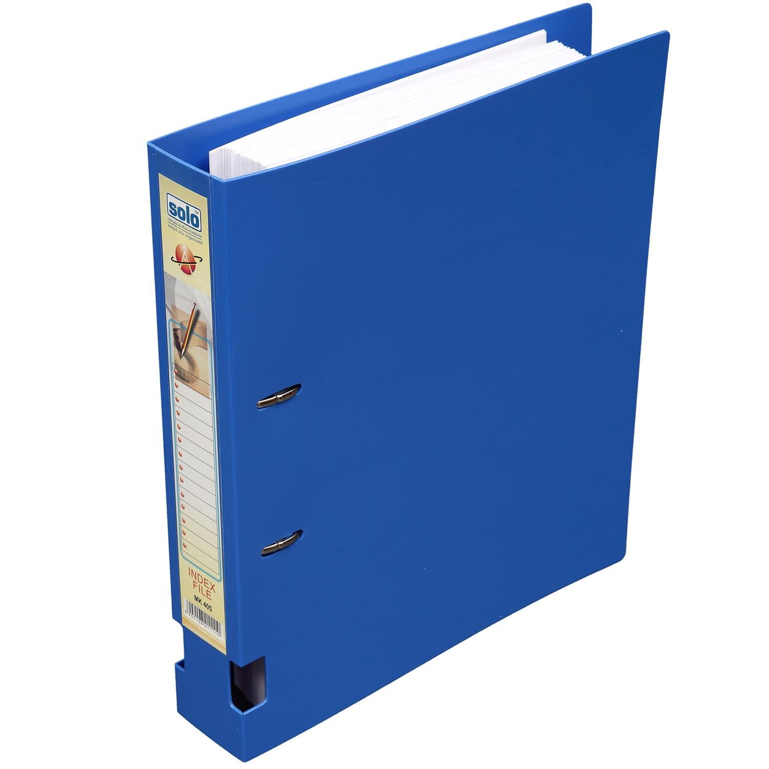 Solo Polycover Heavy Duty Ring Binder A4 | Holds Up to 350 Sheets | 40mm D-Type Rings & Rado Lock |Finger Hole, Snap-Lock Cover & Spine Pocket (Blue, Pack of 1)