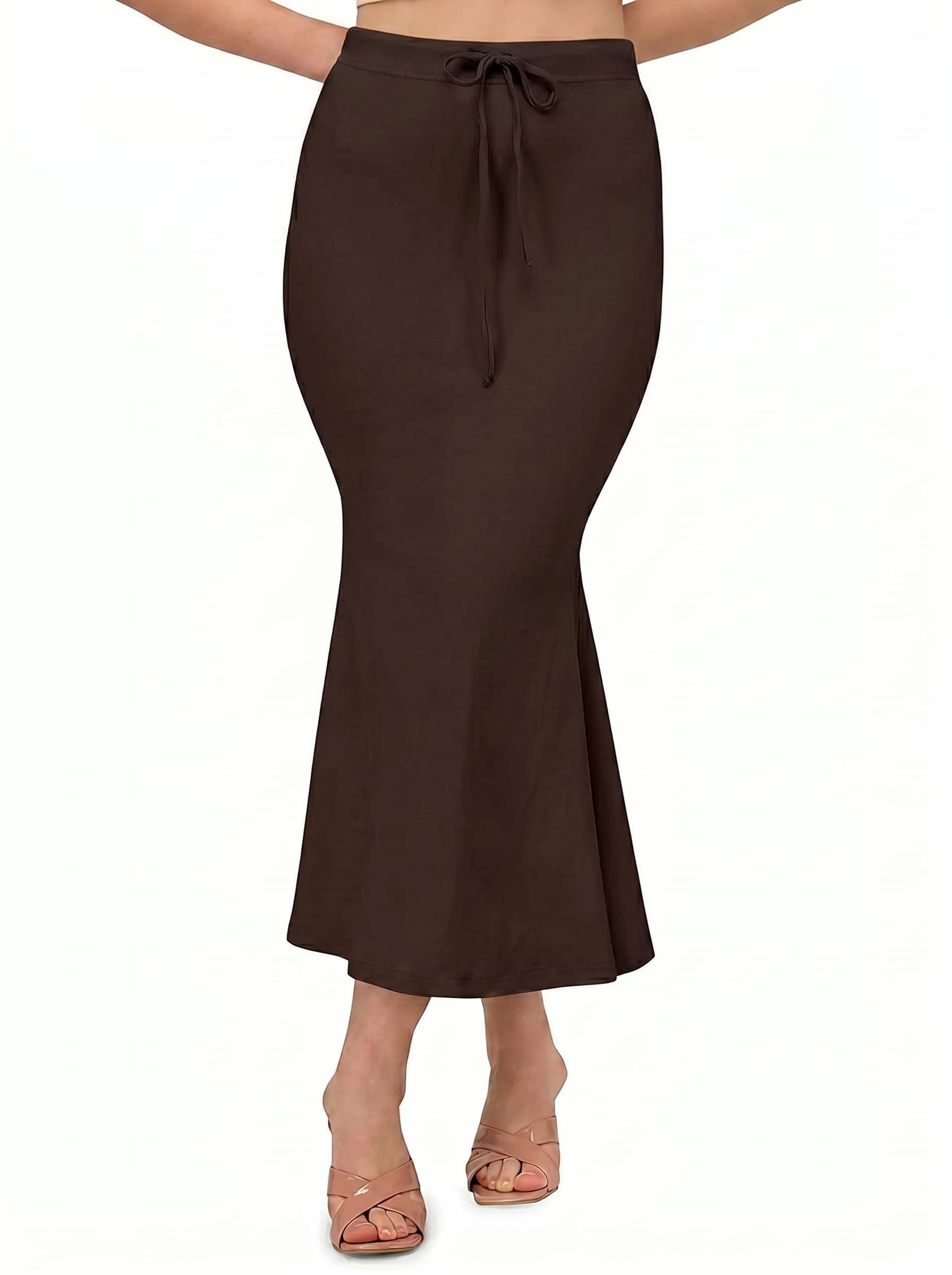 ALYNE Saree Shapewear Petticoat for Women, Women's Blended Saree Shaper Brown