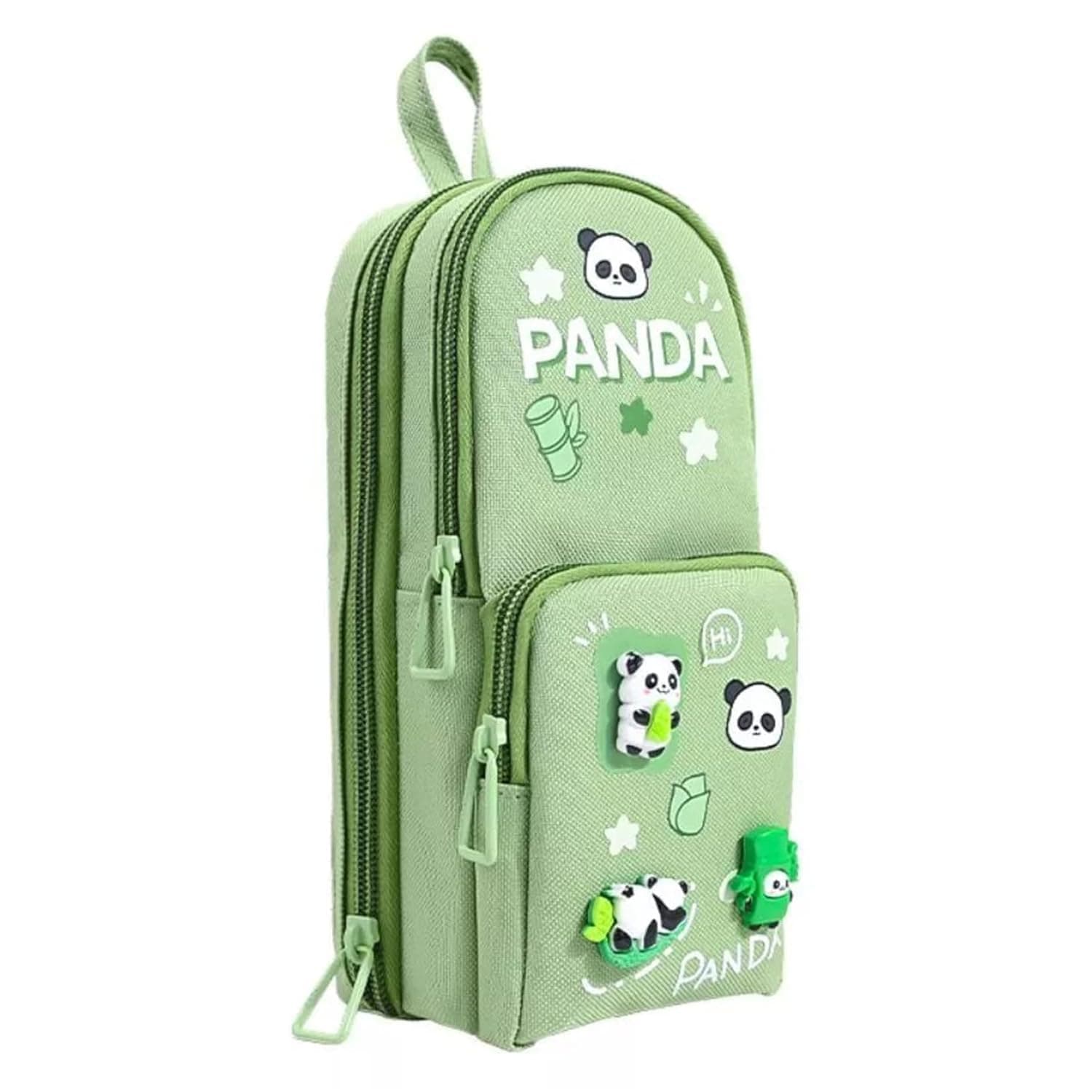 Supreme Deals® Panda Pencil Case 6 Layer with 3 Compartment Cute Aesthetic Pencil Case for Boys & Girls Large Capacity Pencil Pouch for School Kids Cute Stationary Gift Organizer for School (Green)