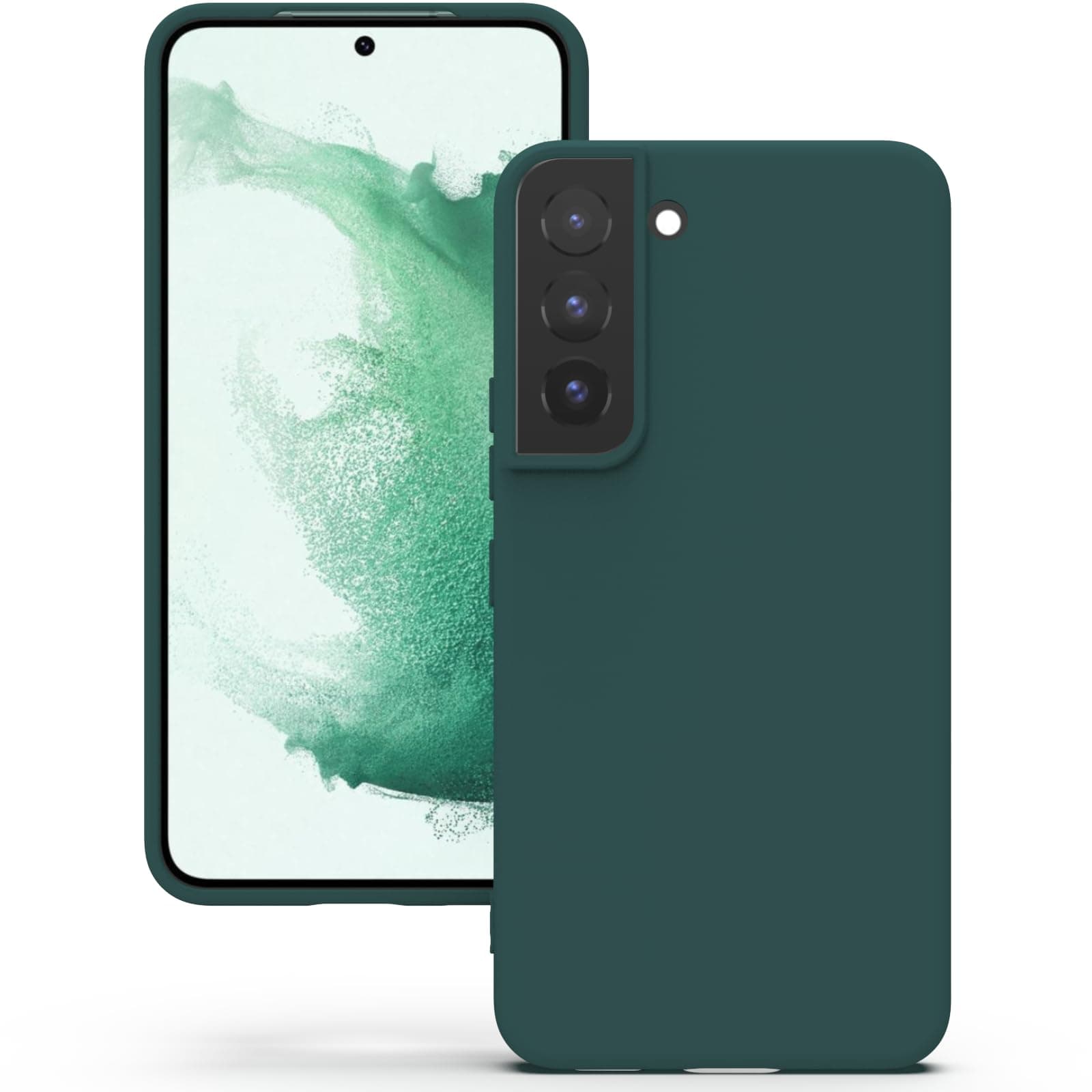 YATWIN Silicone Back Case for Samsung Galaxy S22, Soft-Touch Phone Back Cover for Samsung Galaxy S22 - Dark Green