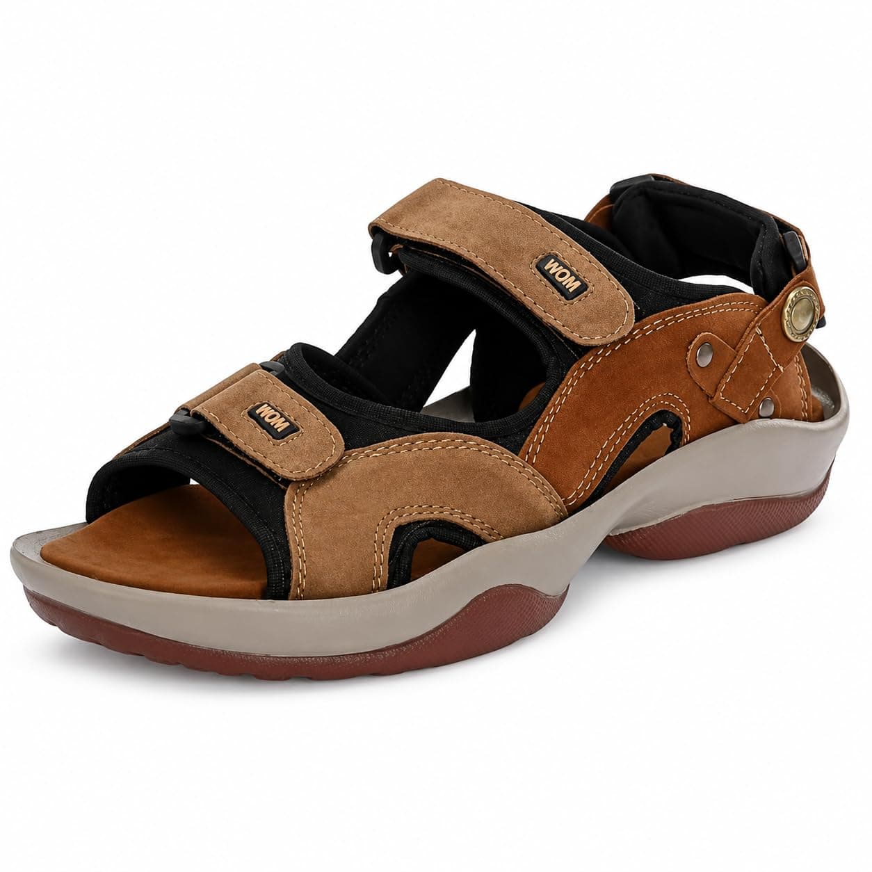 Centrino Sandals for Men |Flat Casual Sandals With Adjustable Velcro Closure For Easy Wear With Flexible Fitting And Trendy | Stylish Sandal With Unique Sole Design for Office & Travel Beige 11 UK (3263)