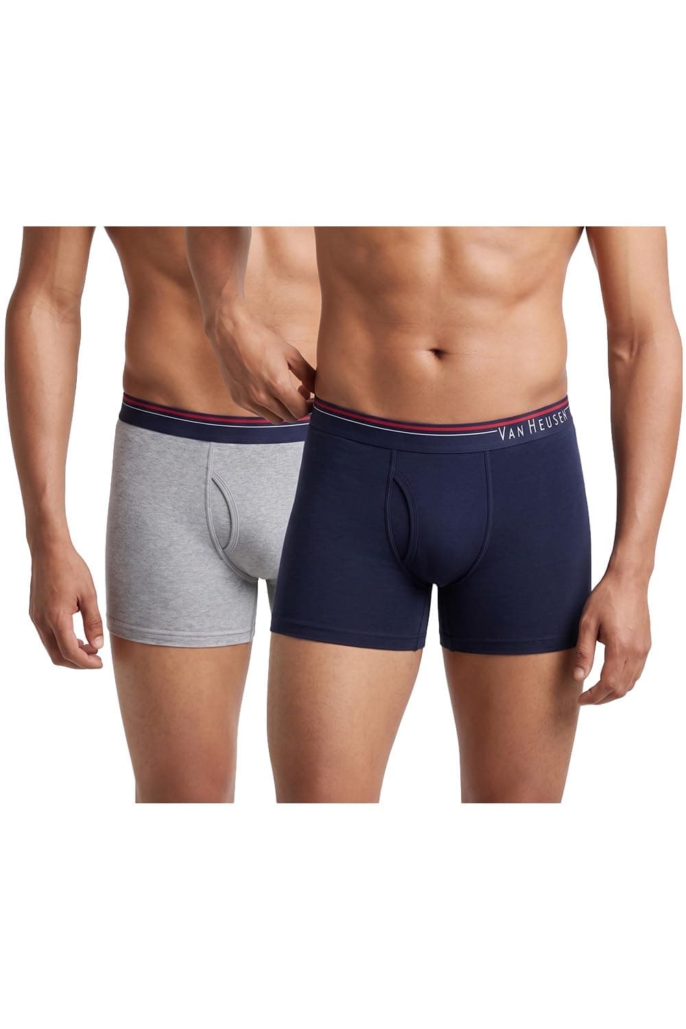 Van Heusen Men's Cotton Boxer Briefs (Pack of 2) (8907670962558_10032_Medium_Dark Navy Grey Mel)