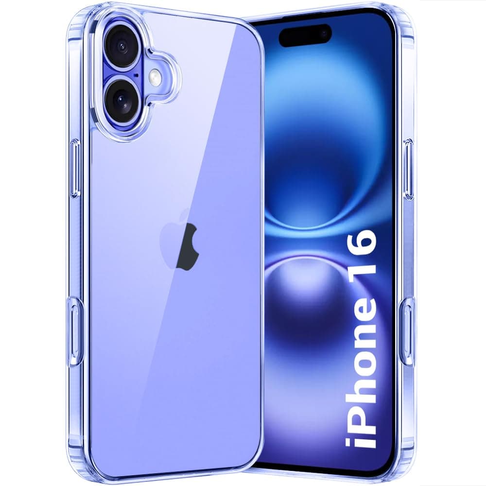 TheGiftKart Ultra-Hybrid Crystal Clear Back Case Cover for iPhone 16 | Shockproof Design | Hard Back Cover Case for iPhone 16 (PC & TPU, Transparent)