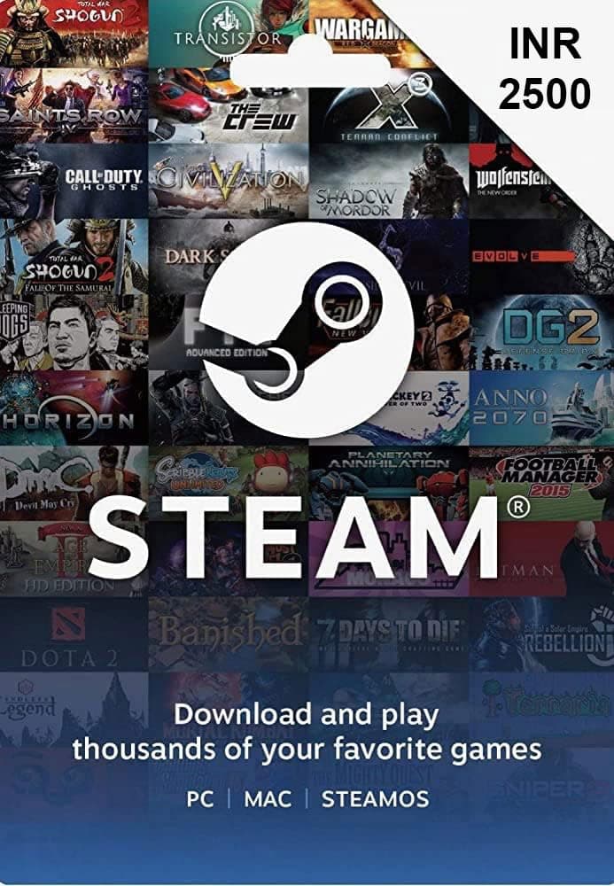 INR 2500 Steam Wallet Code (Code Only - Smart Delivery) [video game]