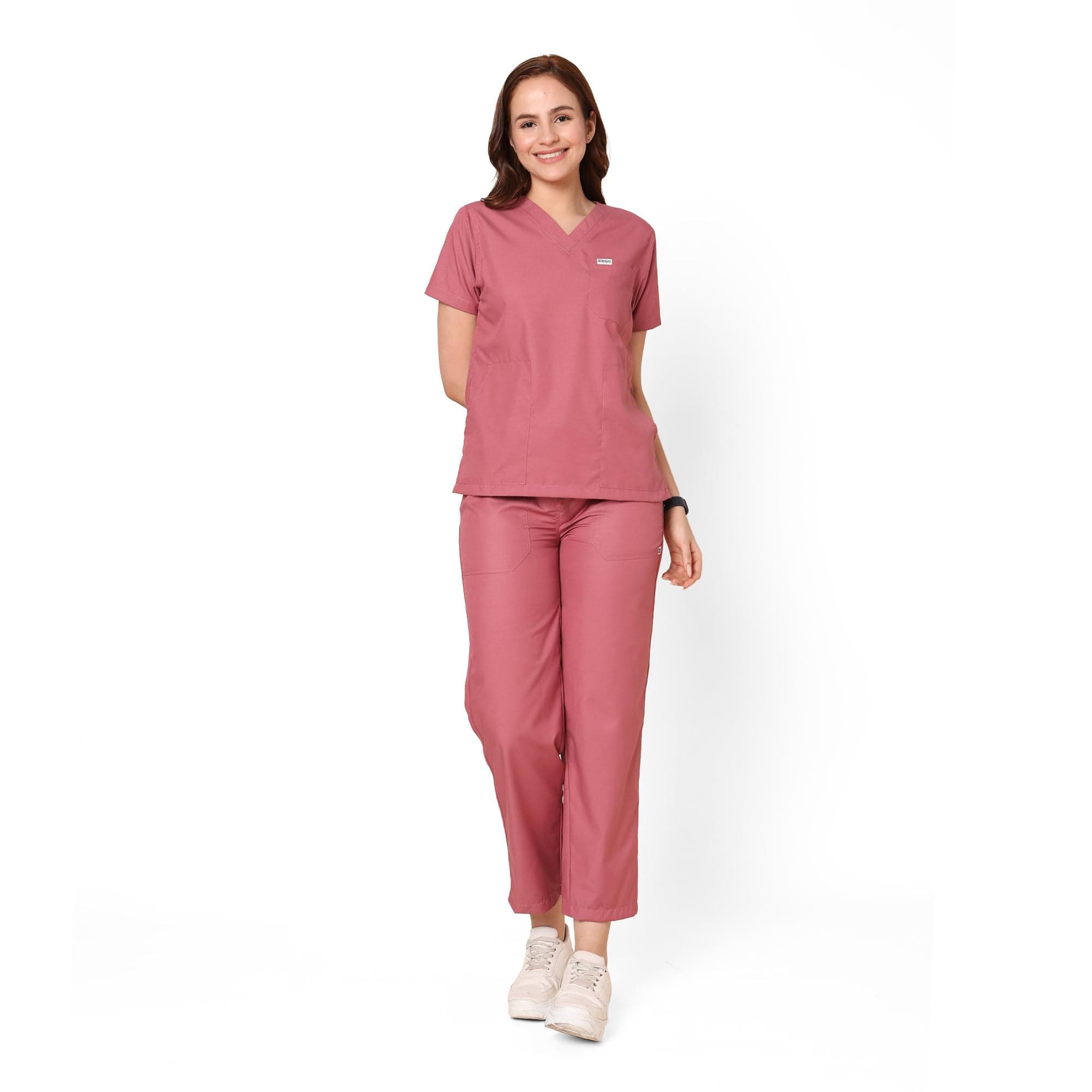 Knya Scrub Suit for Women | 5 Pocket | V Neck Top & Bottom Set | Short Sleeves | Lightweight & Breathable | Hospital Clinic & OT Wear | Medical Uniform | Scrubs for Female Doctors Nurses & Dentists