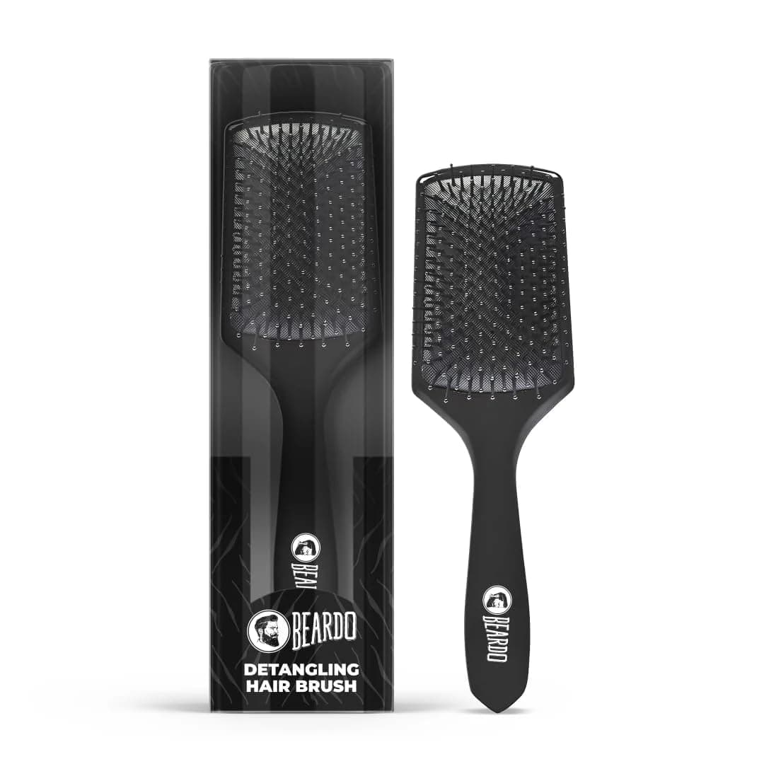 Beardo Detangling Hair Brush | Detangling curls, smoothening, frizz control, shine, paddle hair brush for men | Men Accessories | Hair comb for men | Lightweight - For All Hair Types