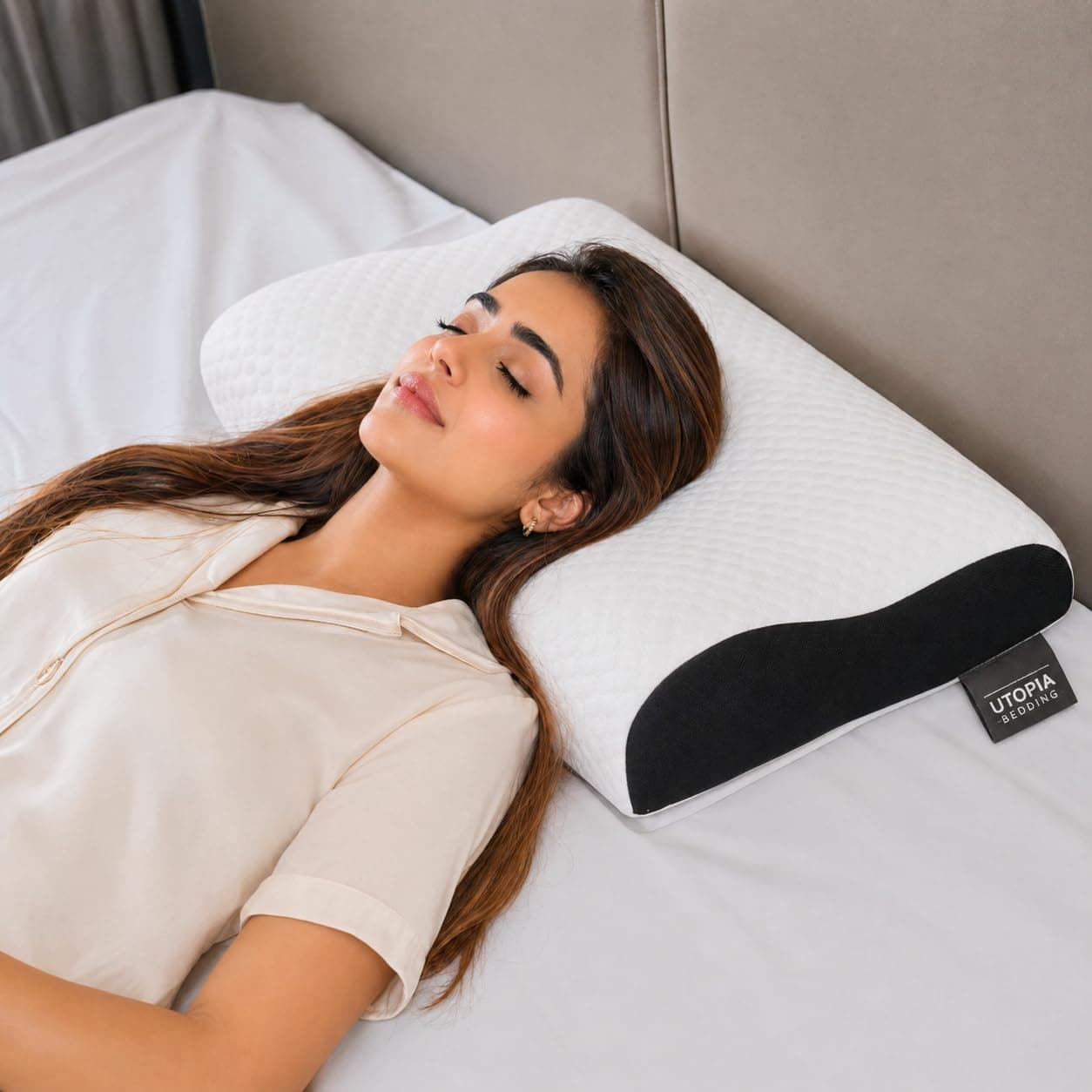 Cervical Neck Pillow for Sleeping | Premium Memory Foam Cervical Pillow for Neck Pain Relief & Shoulder Support | Orthopedic Contour Pillow for Spinal Alignment | 2 Years Warranty | Utopia Bedding