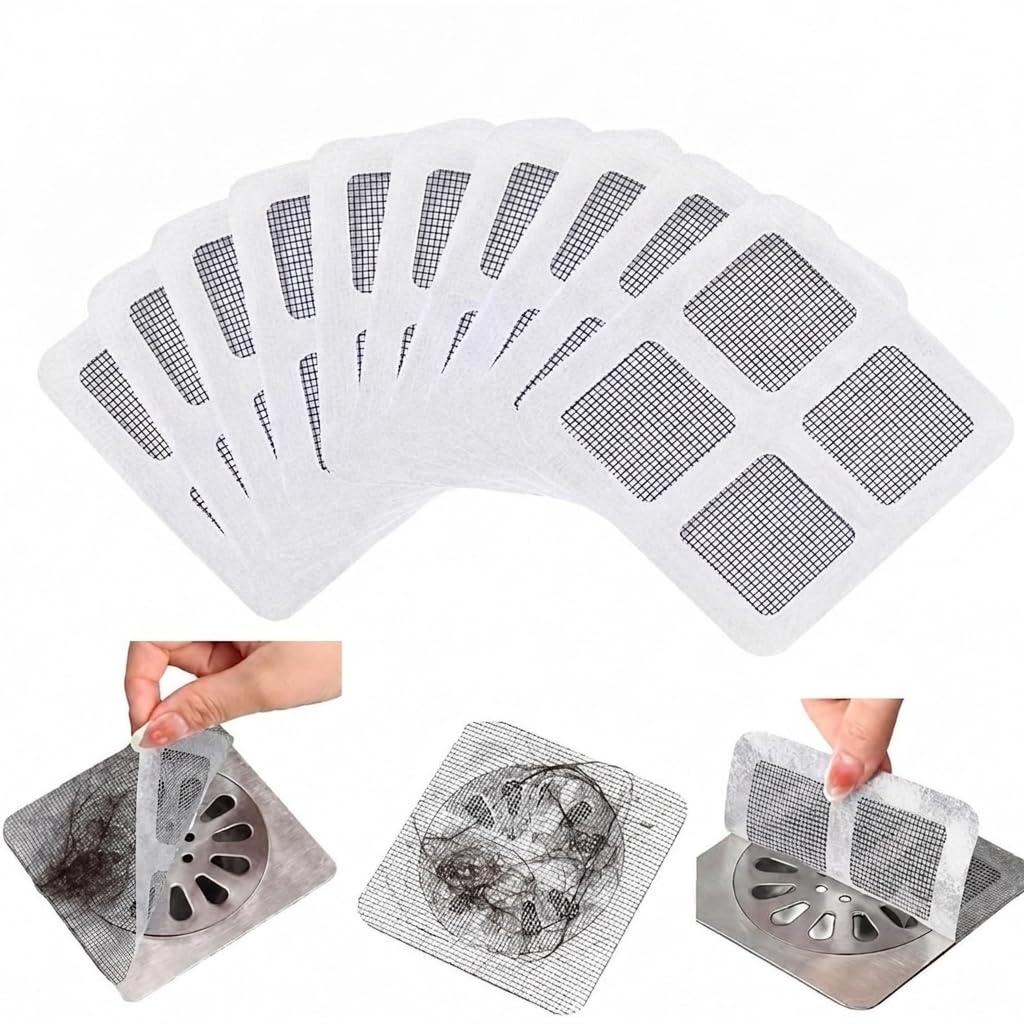 BAYTORA Pack of 10 Disposable Shower Drain Cover Hair Catcher Shower Drain Mesh Stickers, Bathroom, Bathtub Drain Kitchen Floor Sink Strainer Filter
