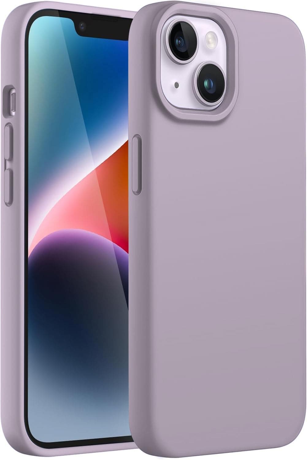 DIZORO Liquid Silicone Compatible for iPhone 14 Plus Case Gel Rubber with Microfiber Lining Non-Slip Full Body Protective Shockproof Back Cover (Lilac, 6.7 inch)
