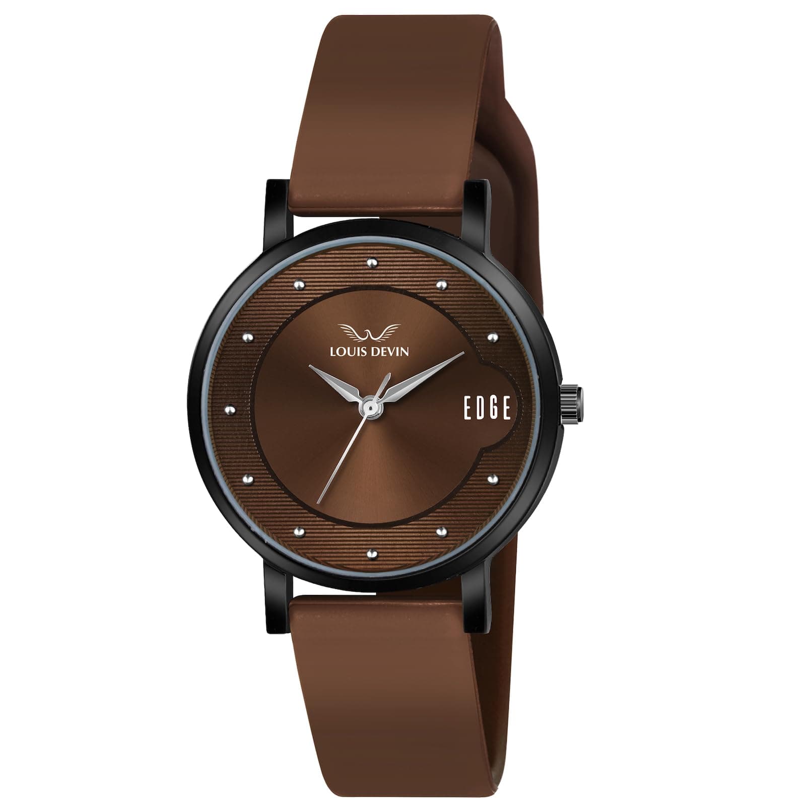 LOUIS DEVIN Brown Silicone Strap Analog Wrist Watch for Women (Brown Dial) | LD-LR192-BRWN