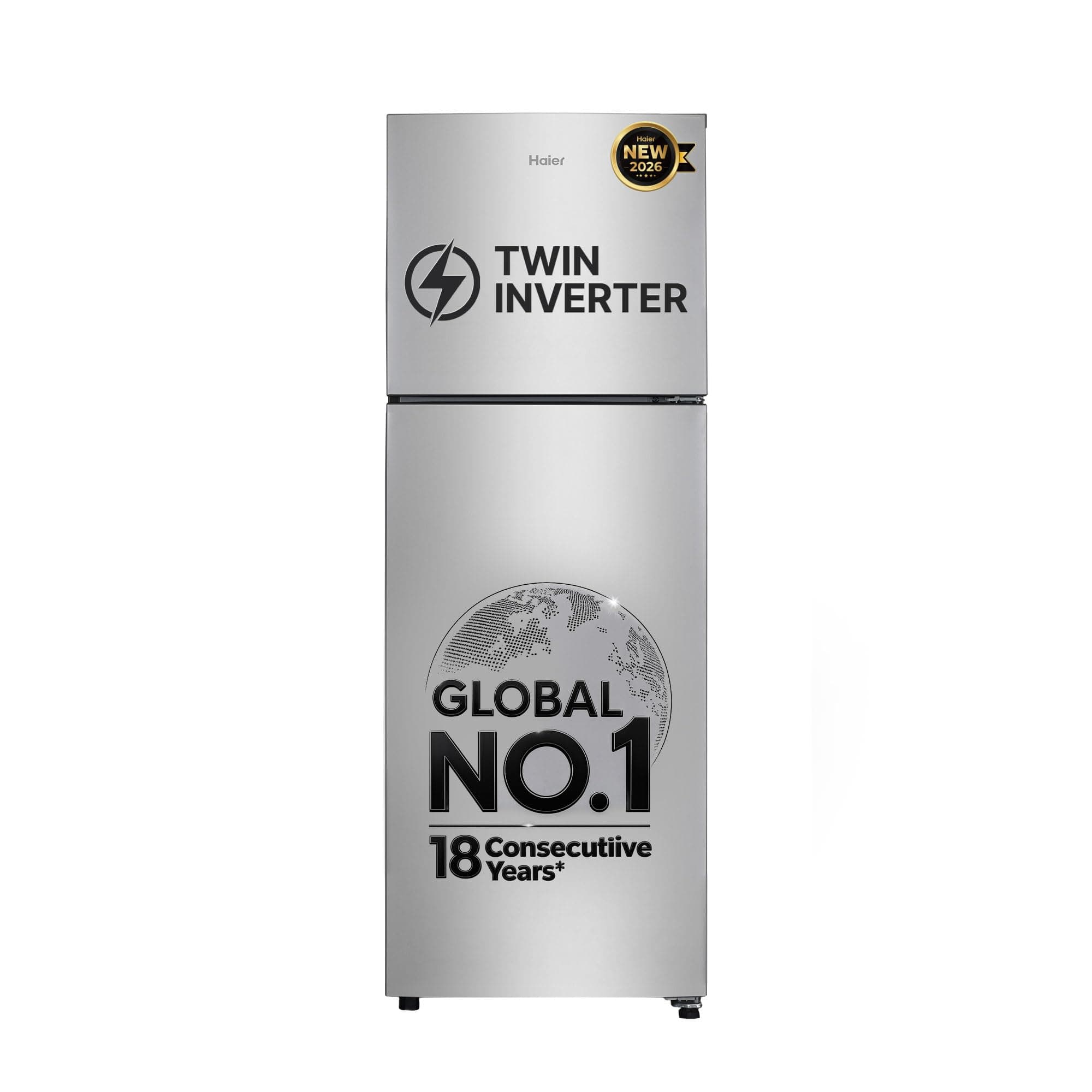 Haier 240L 2 Star Frost Free Top Mount Double Door Refrigerator|Cool Pad|200% Faster Ice Making in 49 Minutes (HEF-252EGS-P, Moon Silver)