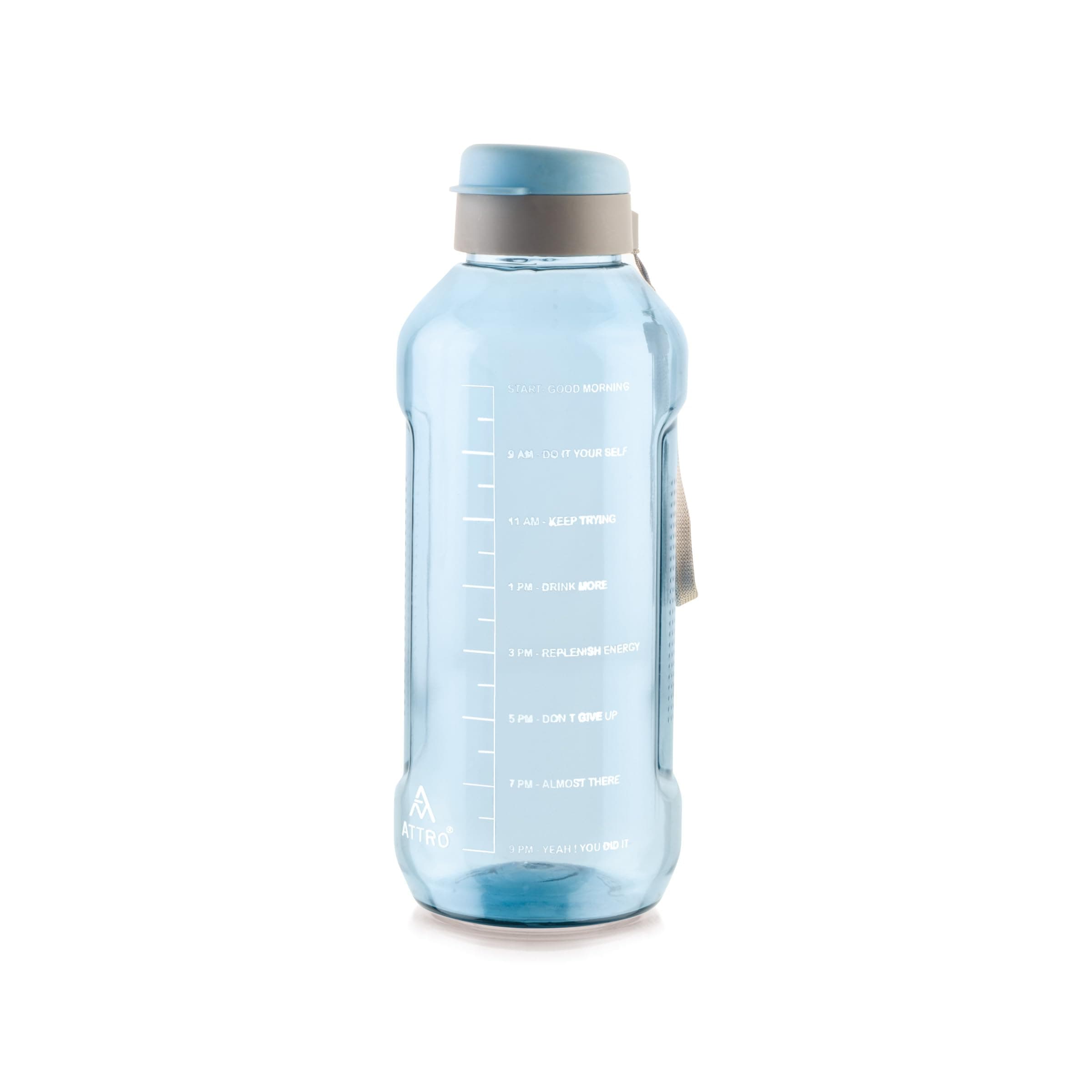 ATTRO Ultra Pro Motivational 1.5-Liter BPA-Free Water Bottle with Leak-Proof Flip-Top Cap, Nylon Strap and Stylish Color for Daily Hydration- Blue
