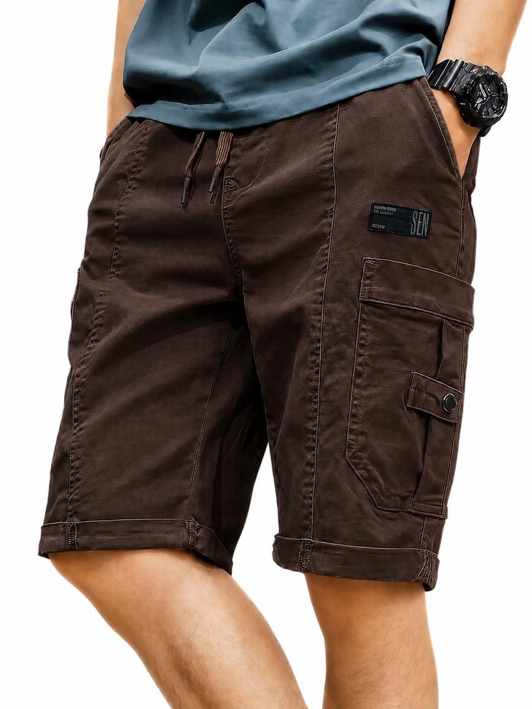 Lymio Men Shorts | Men Shorts Cotton | Men Shorts Casual (Short-69-Brown-L)