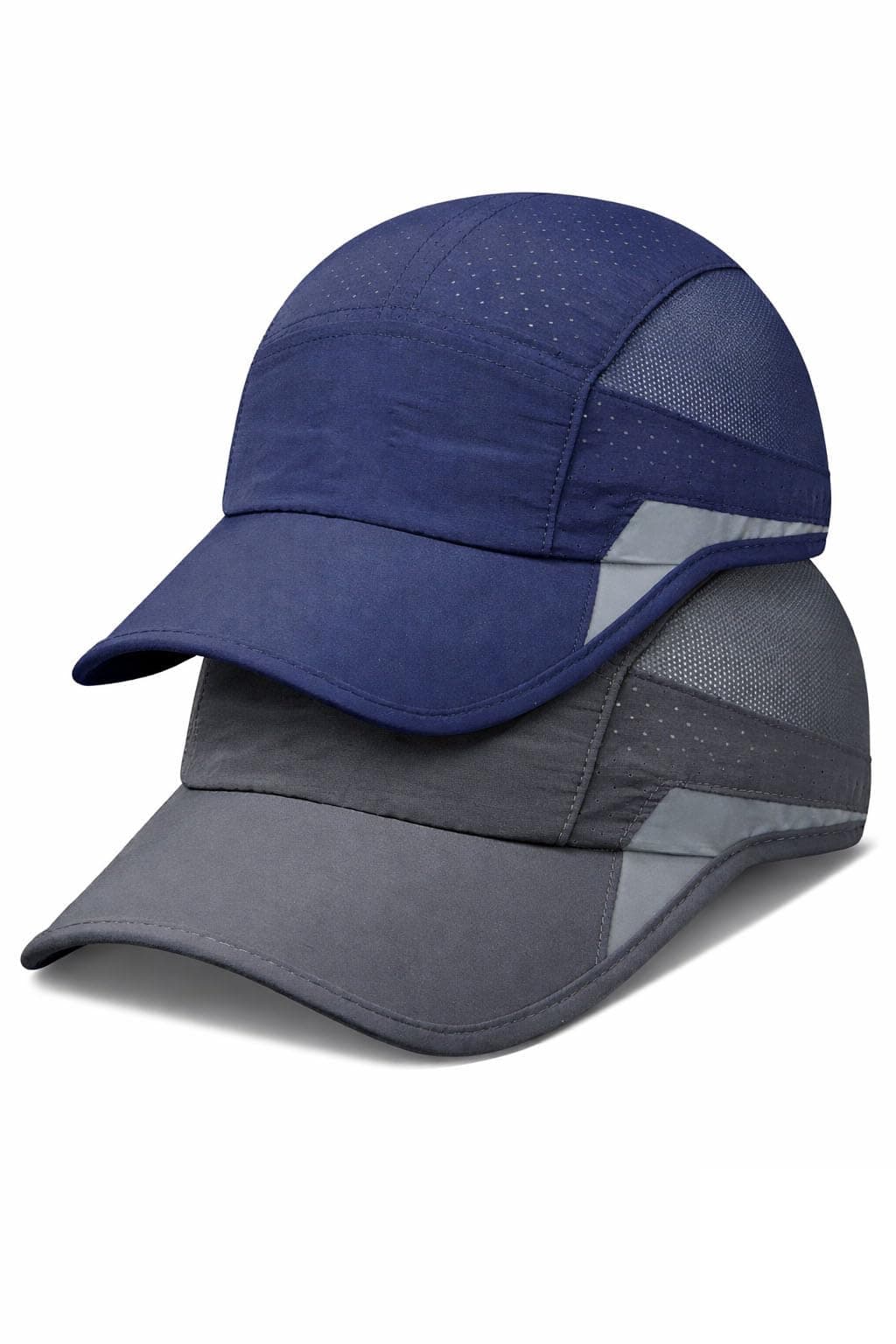 HSR Unstructured Reflective Lightweight Breathable Stylish Sports Soft Hat Cap for Men and Women (Navy Blue and Dark Grey, Free Size)
