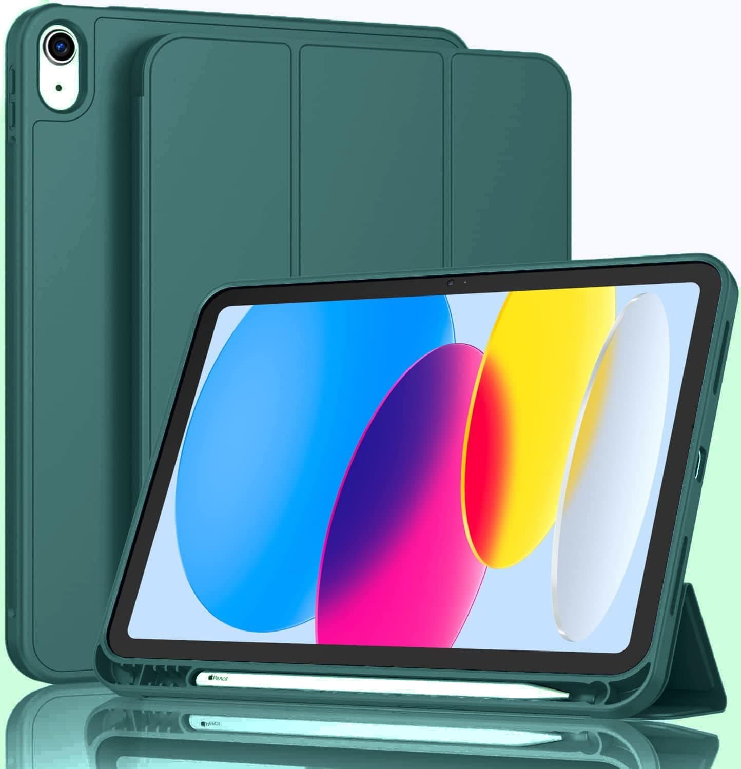 ProElite Smart Case for iPad (A16) 11th/10th Generation (2025/2022) [Auto Sleep/Wake Cover] [Left Side Pencil Holder] [Soft Flexible Case] Recoil Series - Green