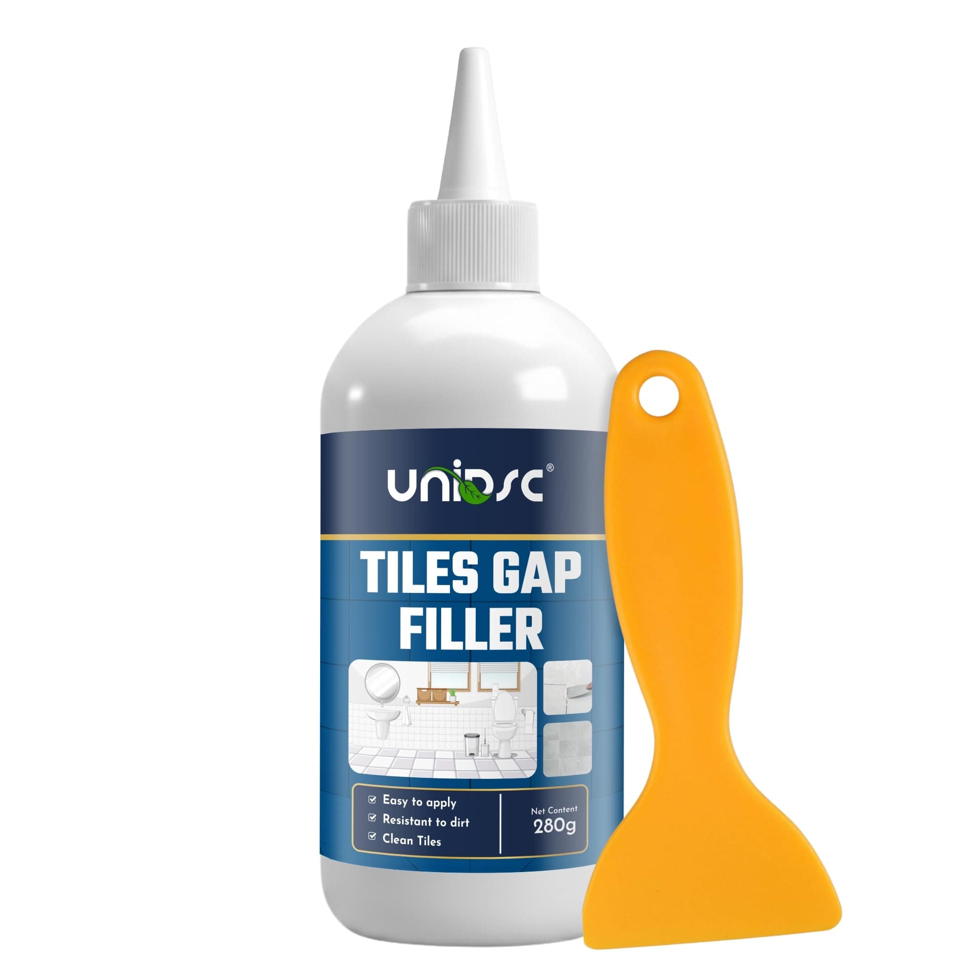UNIDSC Tiles Gap Filler 280g | Tile Grout Repair Paste for Floor & Wall | Crack Resistant, Waterproof & Long Lasting | Easy Apply Nozzle Bottle | For Bathroom, Kitchen & Floor Tile Joints (280g)