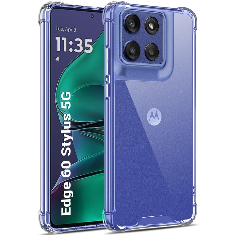 TheGiftKart Shockproof Crystal Clear Back Cover Case for Motorola Moto Edge 60 Stylus 5G | 360° Protection | Hard Clear Back Cover for Moto Edge 60 Stylus (PC & TPU, Transparent)