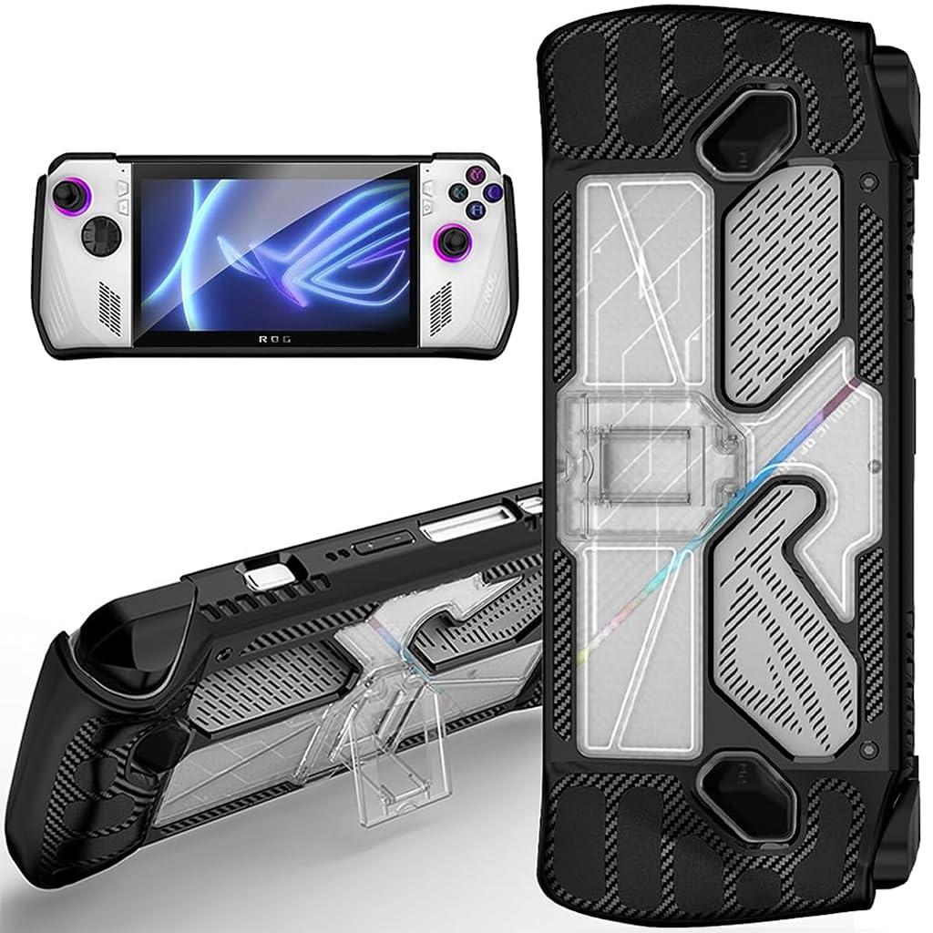 ZORBES Case Compatible with ROG Ally, TPU PC Cover, Folding Kickstand