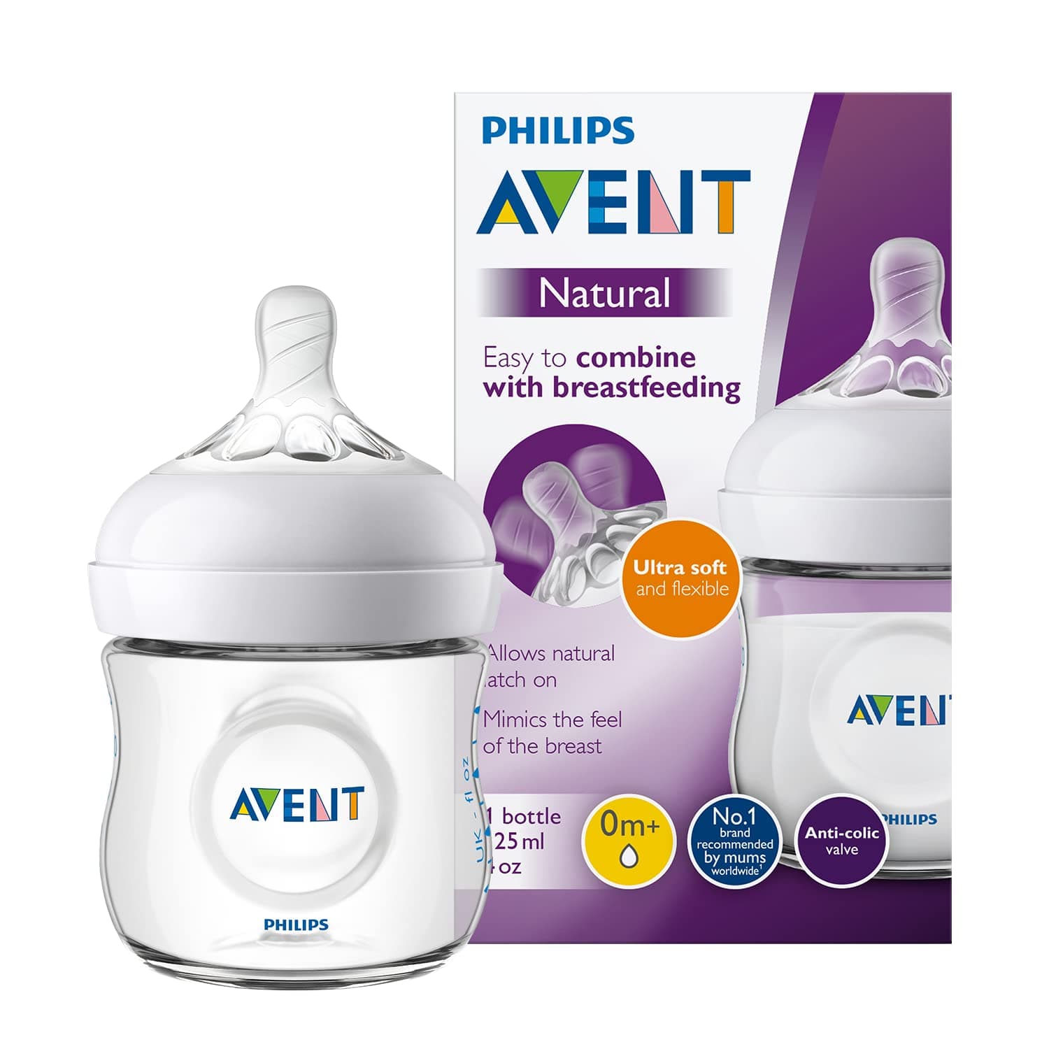 Philips Avent Natural Baby Polypropylene Feeding Bottle | No.1 Brand Recommended by Moms Worldwide | Ideal for 0 Months+| Natural Response Technology Mimics Breastfeeding | SCY900/01