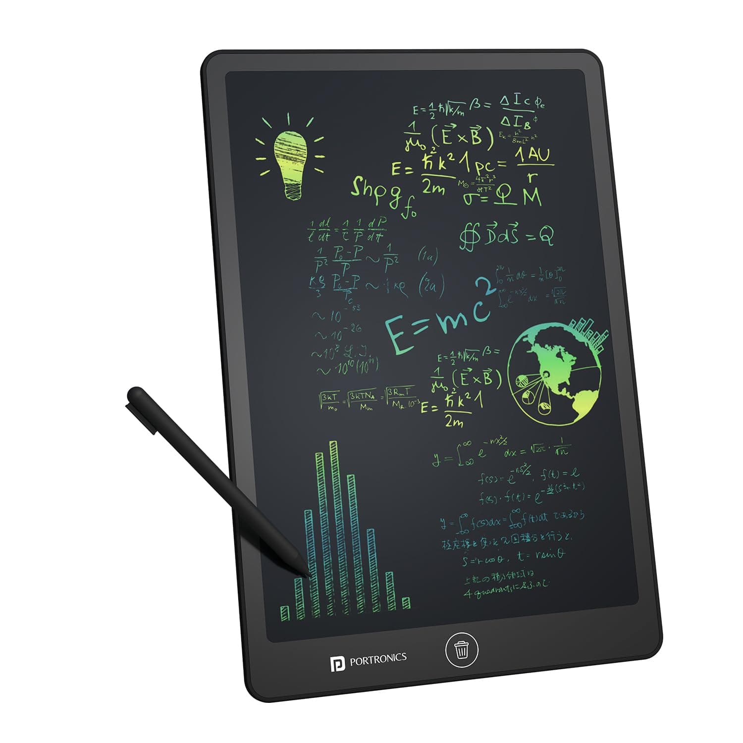 Portronics RuffPad 16 Lite, 16-Inch Multicolour LCD Writing Pad with Pressure-Sensitive Screen, One-Tap Erase, Screen Lock, Stylus Pen, Reusable Digital Notepad, Ideal for Kids, Office & Gifting