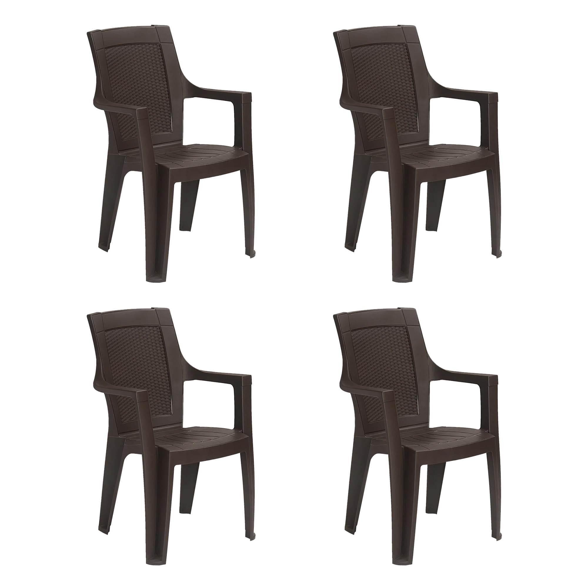 Nilkamal Mystique Plastic Chair with Armrest | Set of 4 | 3 Year Warranty | Heavy Duty Chair for Home, Living Room, Dining, Bedroom & Office | Stackable Polypropylene | Indoor & Outdoor| SRB