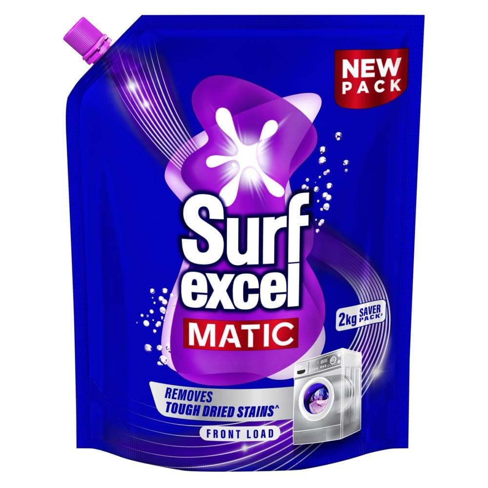 Surf Excel Matic Front Load Liquid Detergent 2kg Refill|| Specially designed to remove Tough Dried Stains, 1st time in Washing Machine