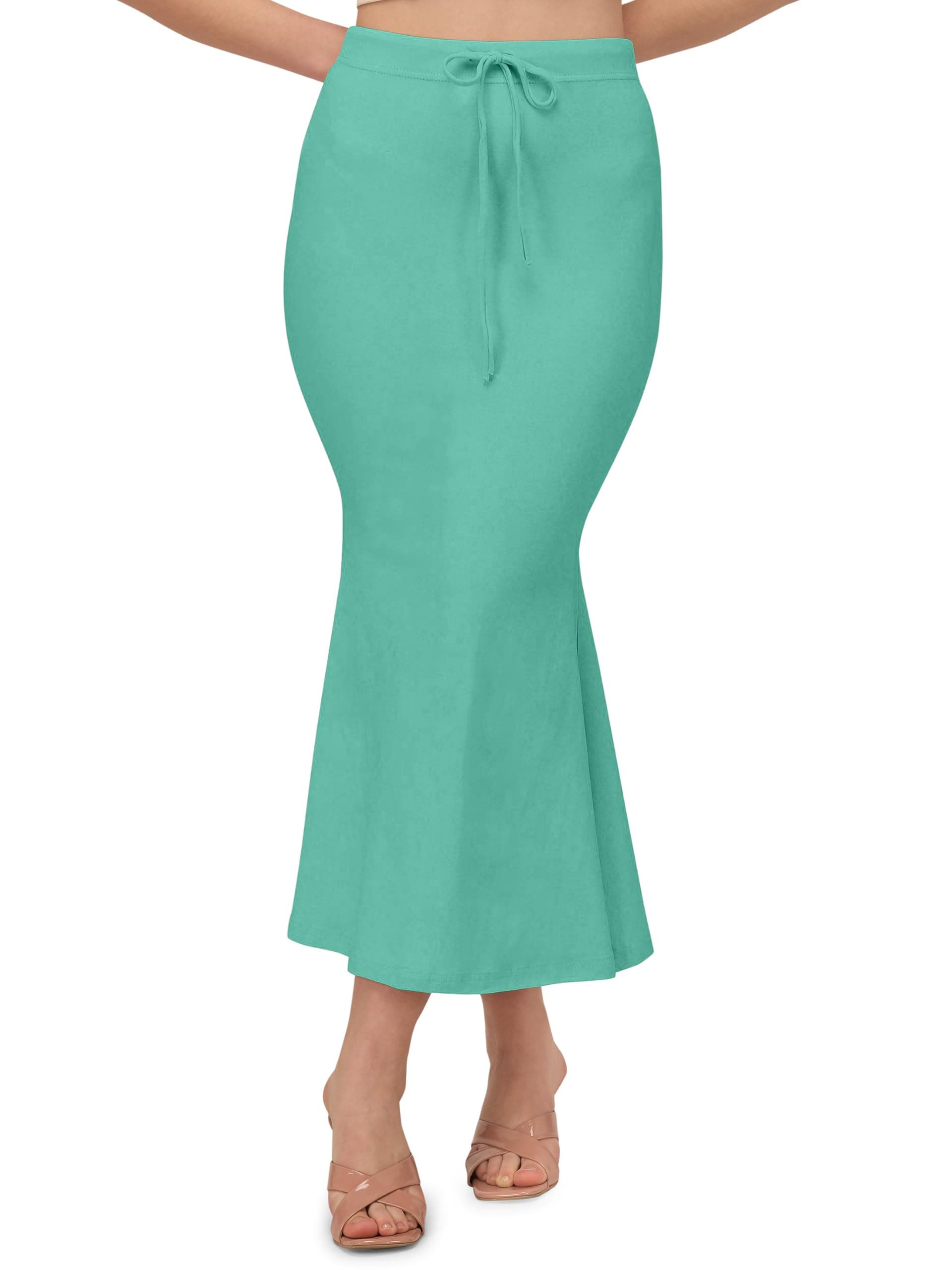 Mehrang Stretchable Saree Shapewear Petticoat for Women, Cotton Blended,Petticoat,Skirts for Women,Shape Wear Dress for Saree (in, Alpha, M, Regular, Sea Green)