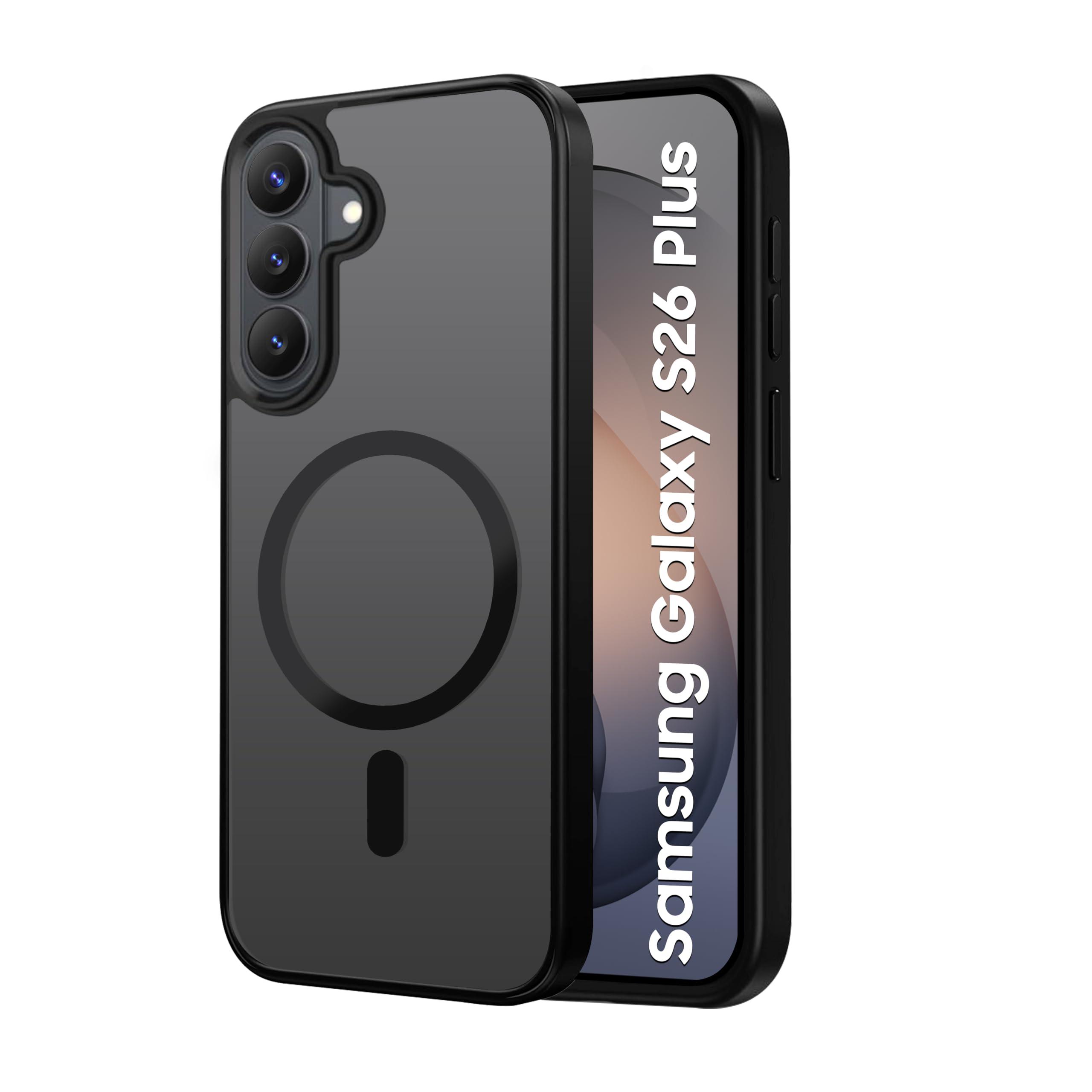 CEDO Magnetic Cover for Samsung Galaxy S26 Plus | Compatible with MagSafe Wireless Charging | Matte Black Case Designed with Magnetic Lock Shockproof Edge Protection Backcover (Translucent Black)