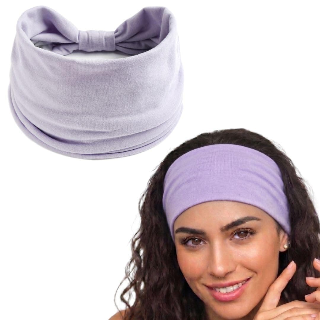 XFYT Wide Sporty Women Hairband| Soft Absorbent Trendy Wide Premium Stretchable Sports Headbands (Moon Lavender)