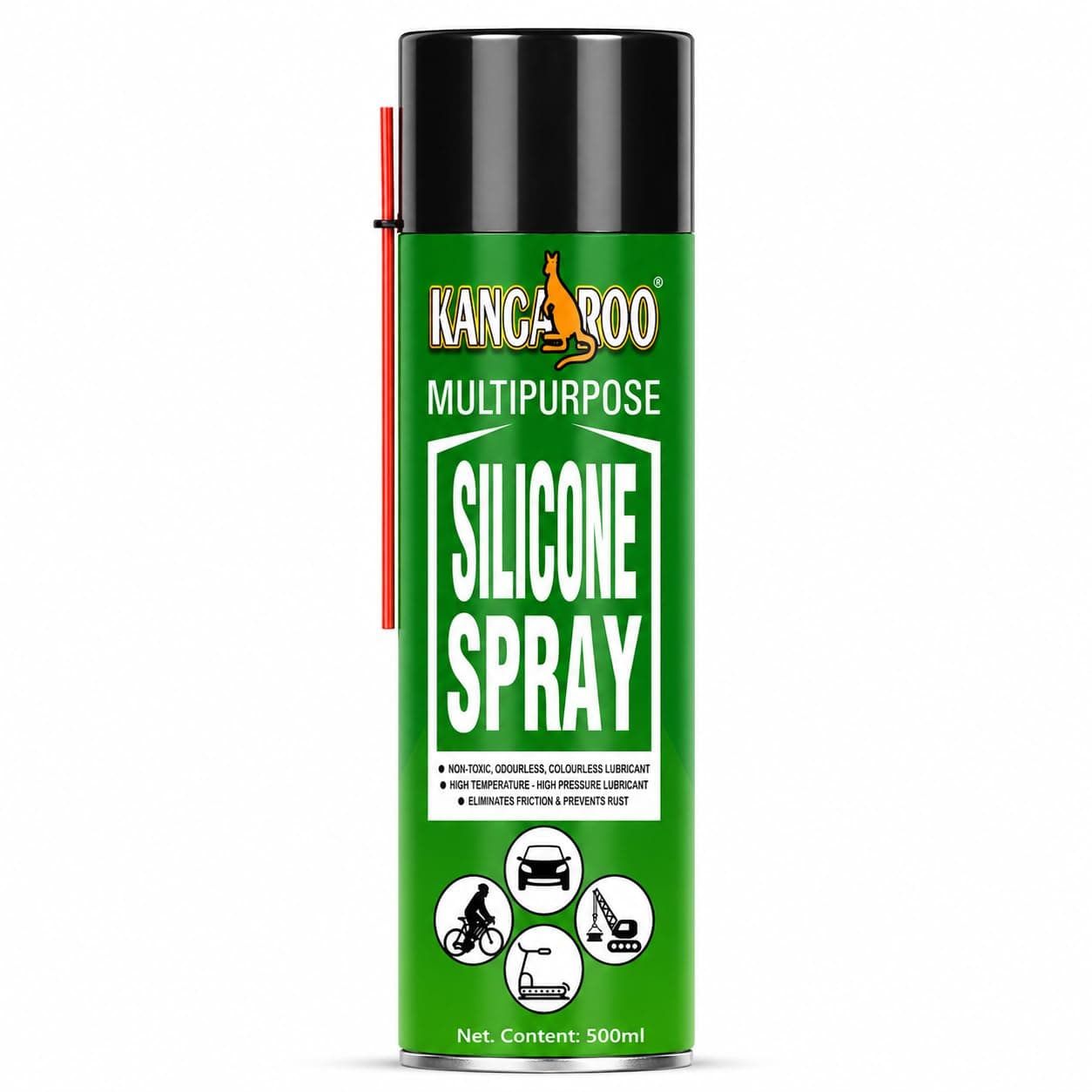 Kangaroo® Multipurpose Silicone Spray 500ml | Odourless, Non-Toxic Lubricant | Protects Rubber, Plastic, Metal & Vinyl | Prevents Rust, Eliminates Friction, High-Temperature Resistant Spray