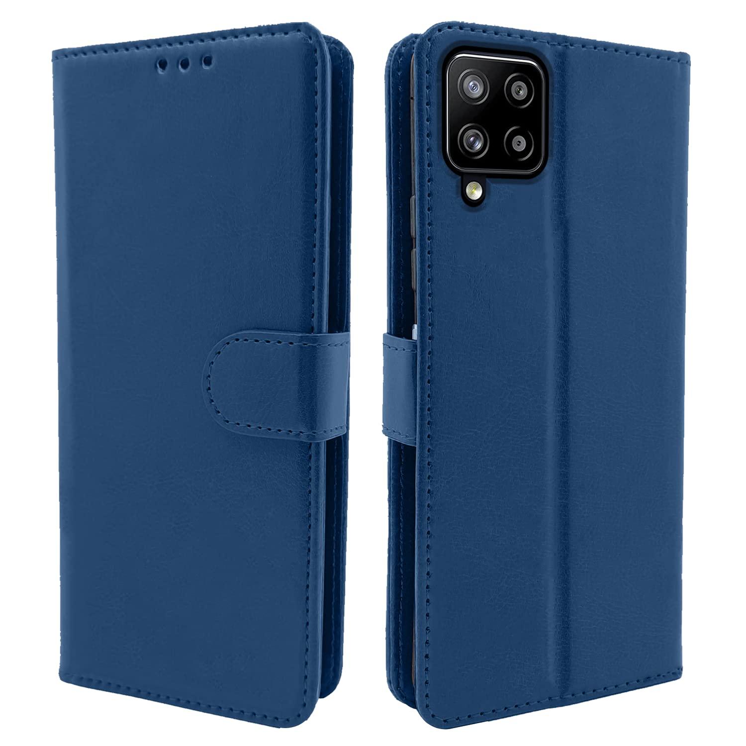 Pikkme Samsung Galaxy F62 Leather Magnetic Vintage Flip Wallet Case Cover for Samsung Galaxy F62 (Blue)