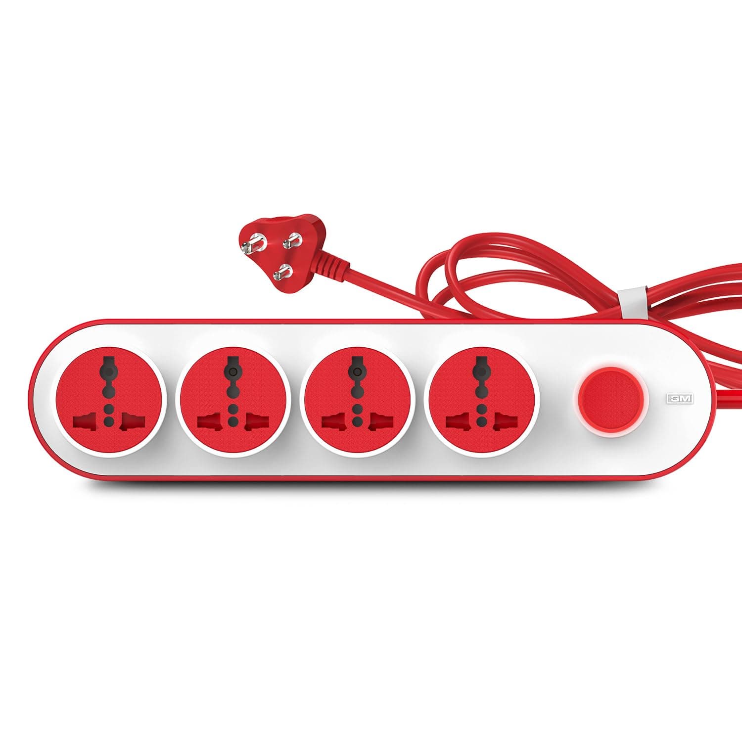 GM 3257 10 Amp Extension Board with 2 Metre Heavy Duty Copper Extension Cord – 4 International Sockets, Master Switch, LED Indicator with Safety Shutter