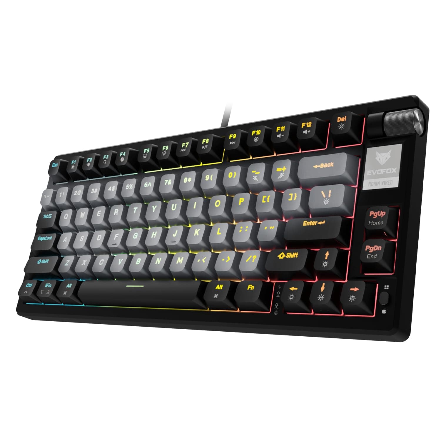 EvoFox Ronin Wired Mechanical Gaming Keyboard, 9 Layer Structure, Gasket Mount, 2 Layer Sound Dampening, 75% Layout, Red Switches, Hot Swappable, Per-Key RGB, nKey Rollover, Windows Software-Black