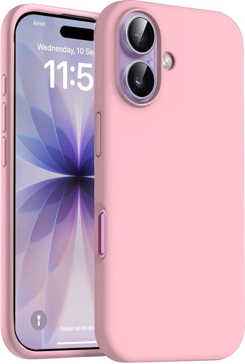 DIZORO Compatible with iPhone 17 Case 6.3, Slim Liquid Silicone 3 Layers Full Covered Soft Gel Rubber Phone Cases Protective Back Cover 6.3 Inch - Baby Pink