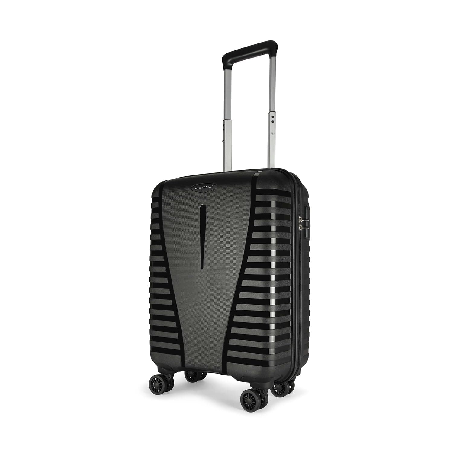 Aristocrat Airpro 8-Wheel Cabin Size Hard Case Trolley Bag, Jet Black