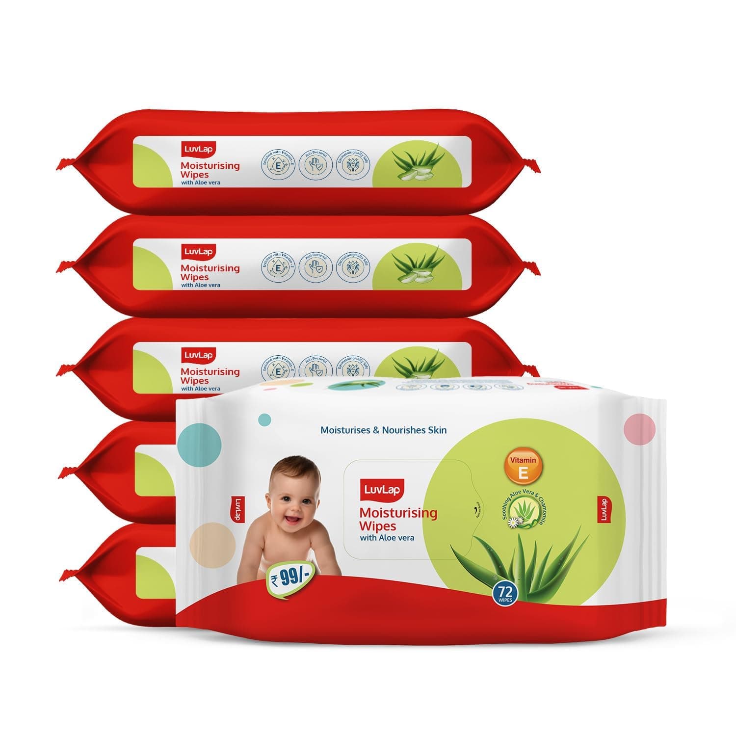 LuvLap Baby Wipes 72+8 - Pack of 6