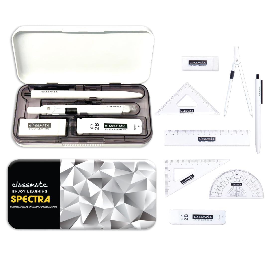Geometry Box Set with Compass Divider Metal Instruments - Premium Aesthetic Design Mathematical Drawing Kit for Students Professional Drafting Tools
