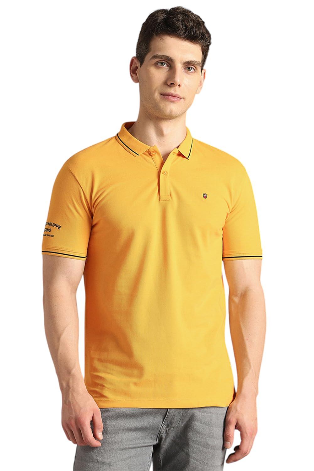 Louis Philippe Men's Cotton Slim Fit T-Shirt (LRKPCSLF974858_Yellow, Medium