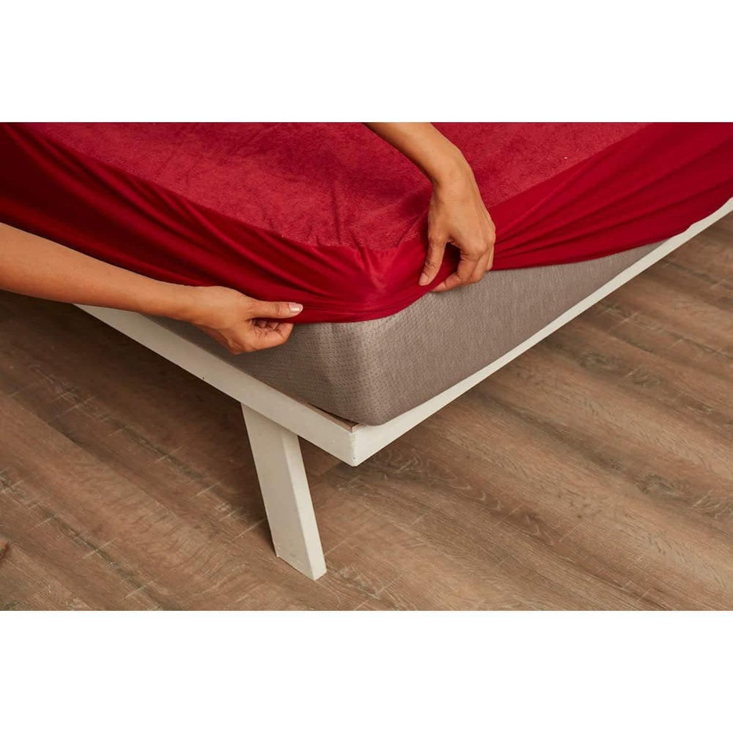 Wakefit Water Proof Terry Cotton Mattress Protector | Maroon | Machine Washable | Super Soft | Fits Mattress Upto 10 inches