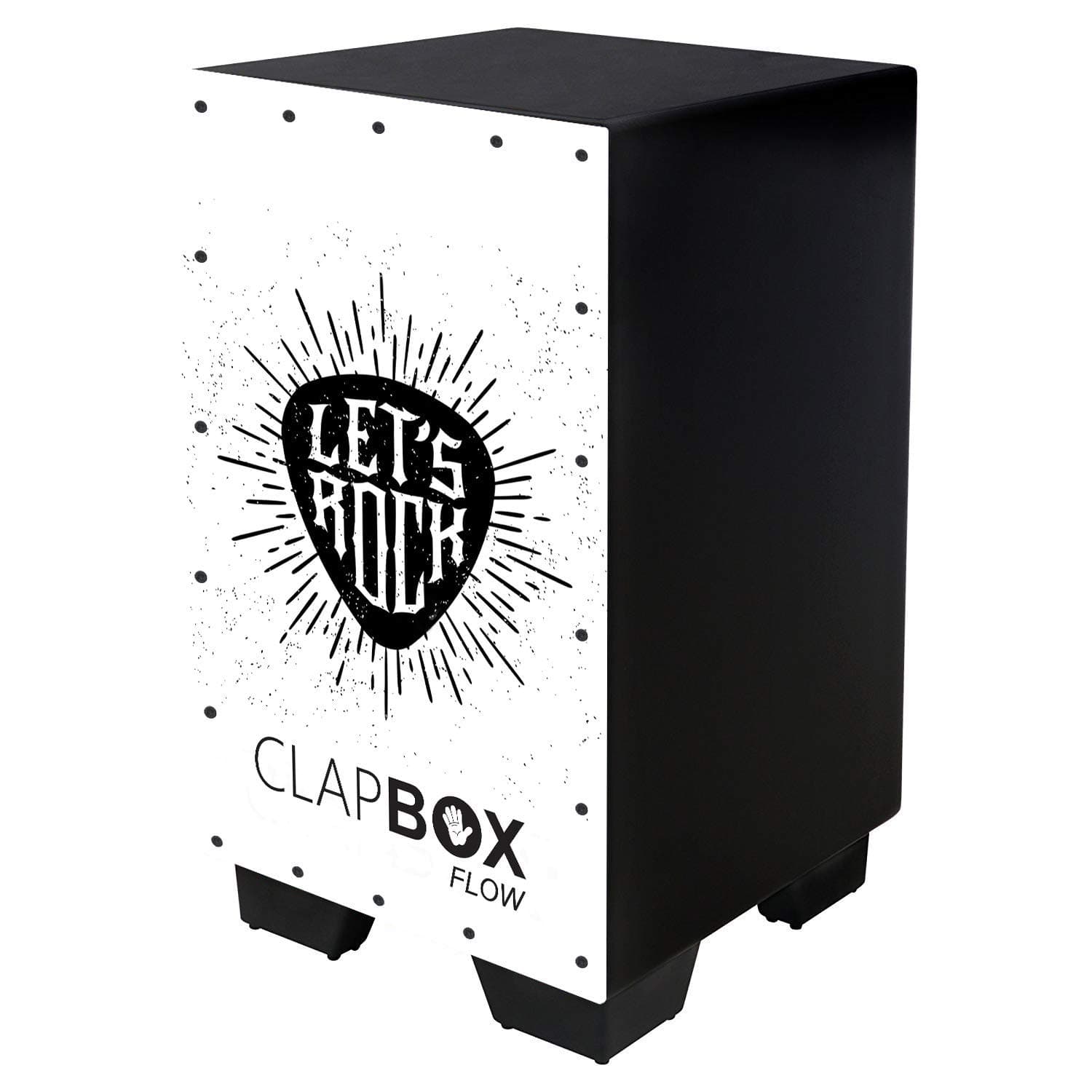 Clapbox Flow Graphic Cajon- Walnut wood (H:50 W:30 L:30) - 3 Internal Snares, Black (Disco) (Lets Rock)