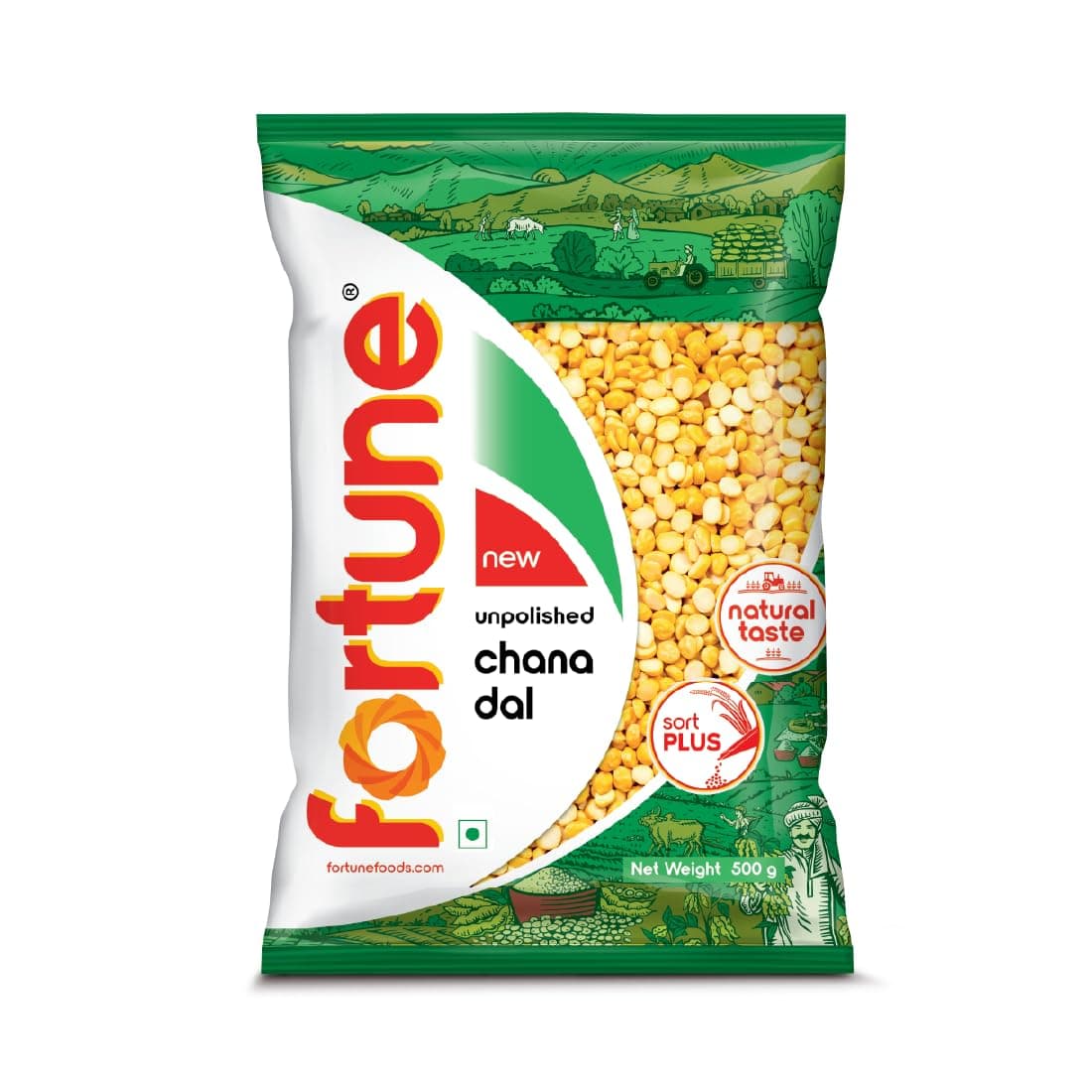 FORTUNE Chana Dal, 500 Gm, Unpolished And Sortex Cleaned