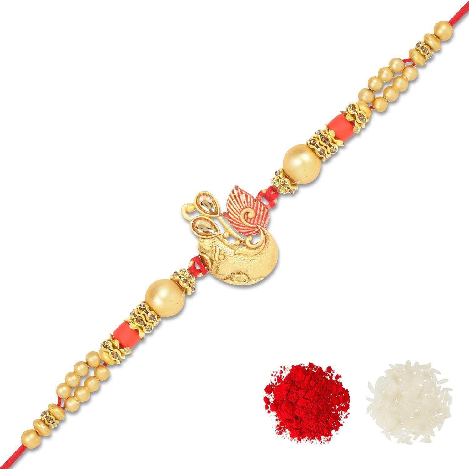 Riddhika Ventures Meenakari Peacock Rakhi – A Bond of Love & Protection with Roli Chawal and Greeting Card (K5)