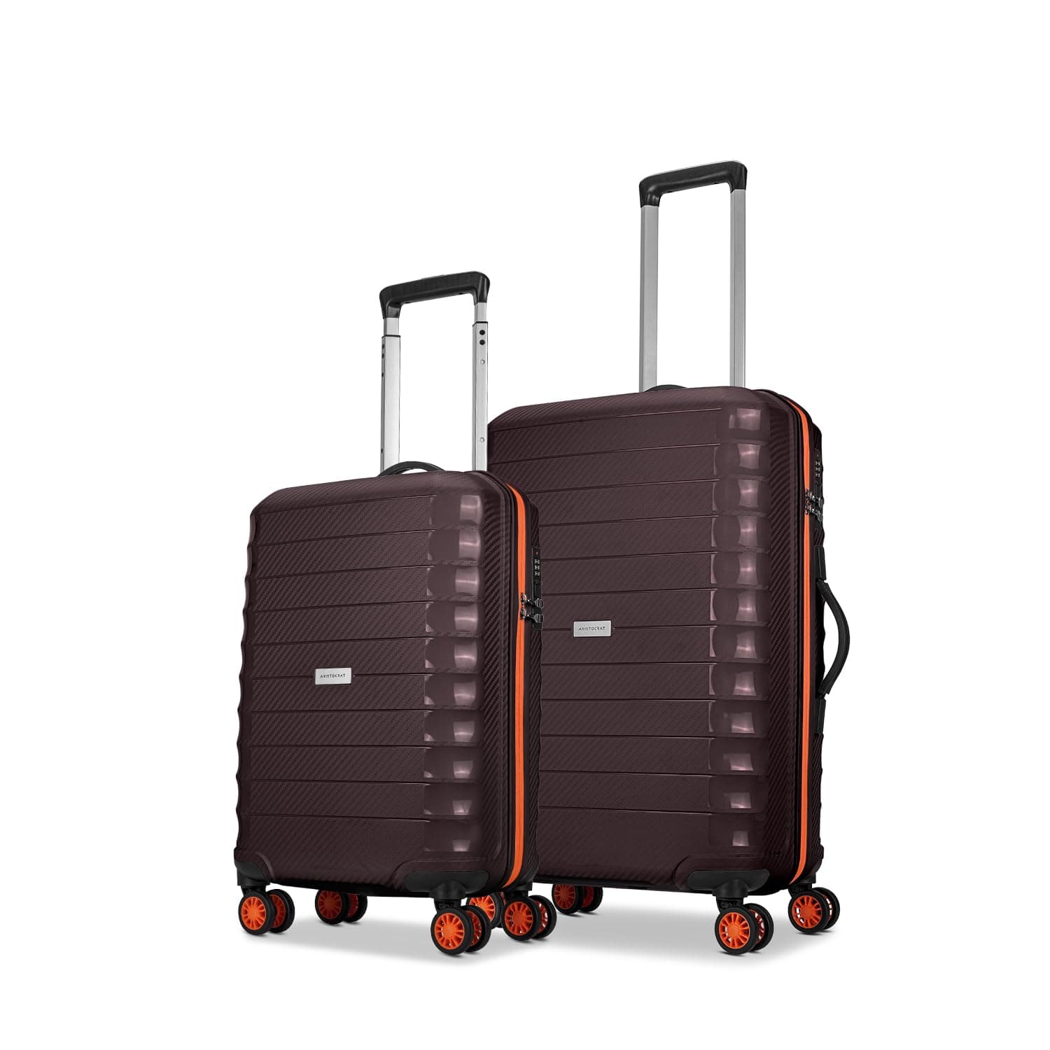 Aristocrat Altitude Set of 2 (Cabin+Medium) Trolley Bags, Brown