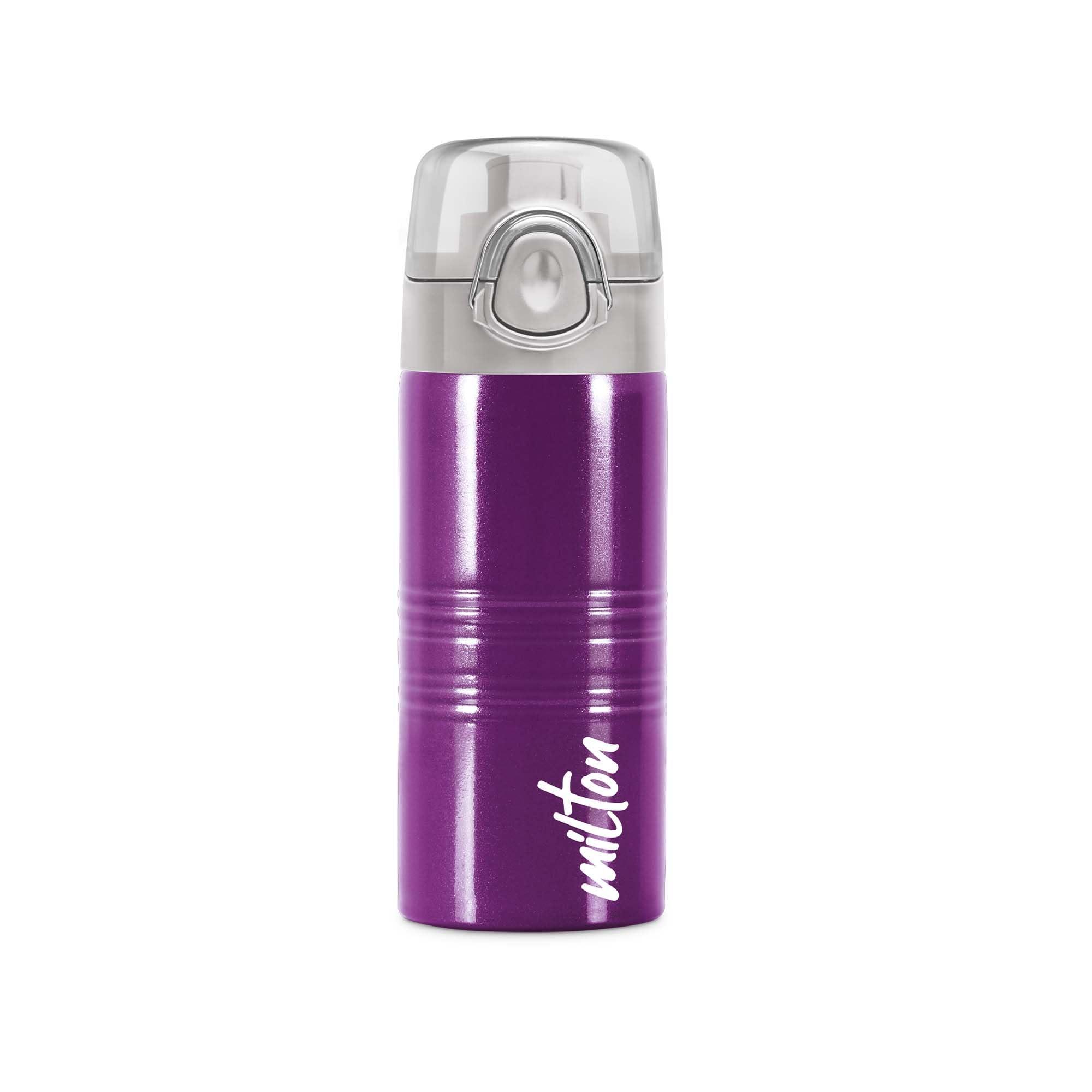MILTON Vogue 500 Stainless Steel Water Bottle 490 ml, Single Walled, ISI Certified I Leak Proof Lid, Rust Proof I for School, Office, Gym I Purple
