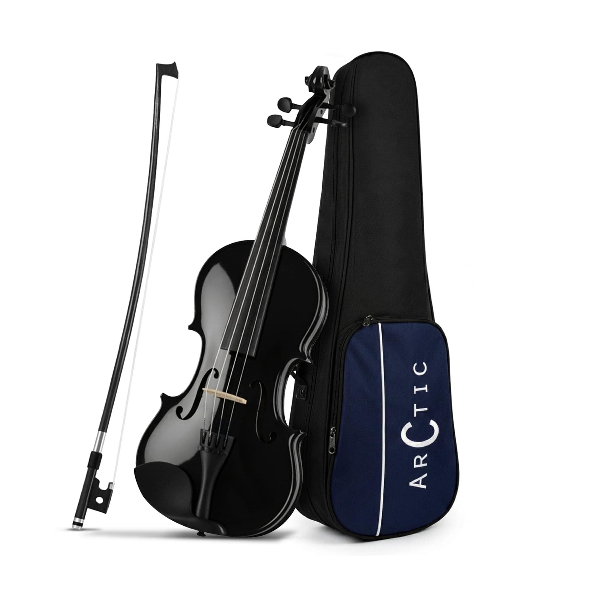 ARCTIC 4/4 Solid Wood Neo Violin, Musical Instrument Violin, for Beginners, adults and learning Students, with Hard Case, Rosin Maple Wood. (Black)