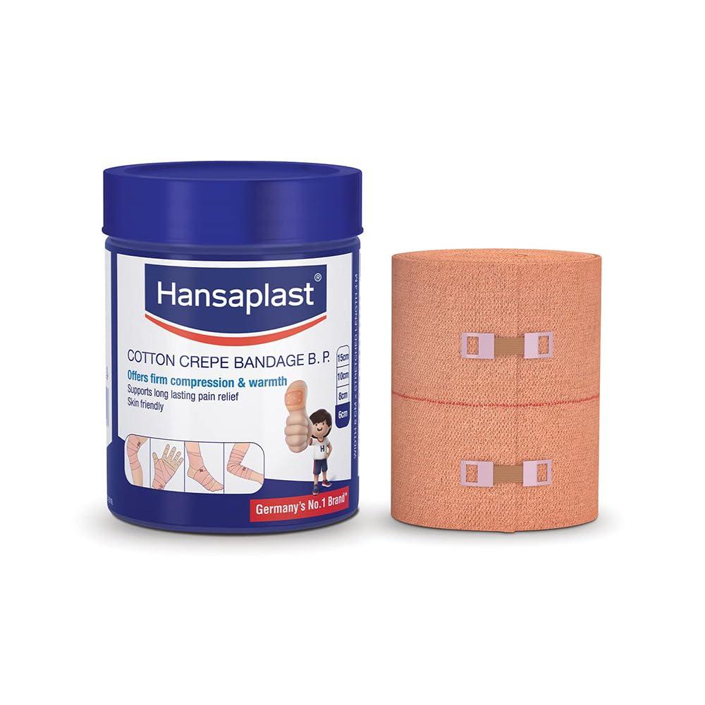 Hansaplast Soft Cotton Crepe Bandage For Pain Relief | 6cm x 4m, Skin-Friendly | Crepe Bandage For Hands, Legs & Ankle Support | Provides Warmth And Firm Support To The Affected Area