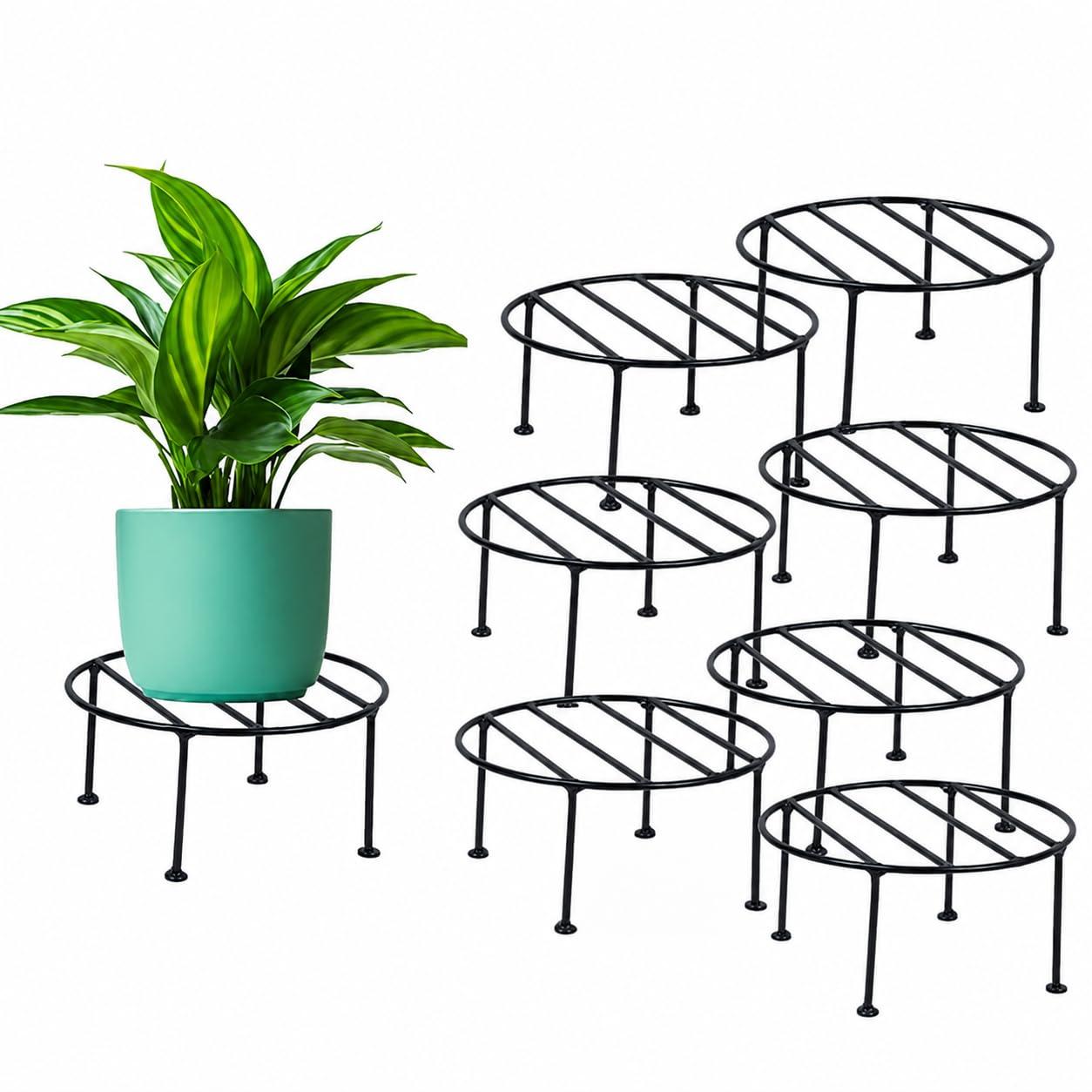 HavynAura ELEVATING EVERYDAY LIVING Metal Plant Stands, Heavy Duty Flower Pot Stands for Multiple Plant, Anti-Rust Iron Plant Pot Shelf, Decoration Racks for Home Indoor And Outdoor (8 Pack Black)